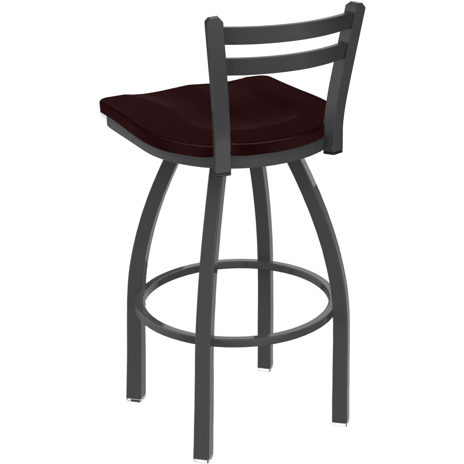 411 Jackie 30" Low Back Swivel Bar Stool with Pewter Finish and Dark Cherry Oak Seat