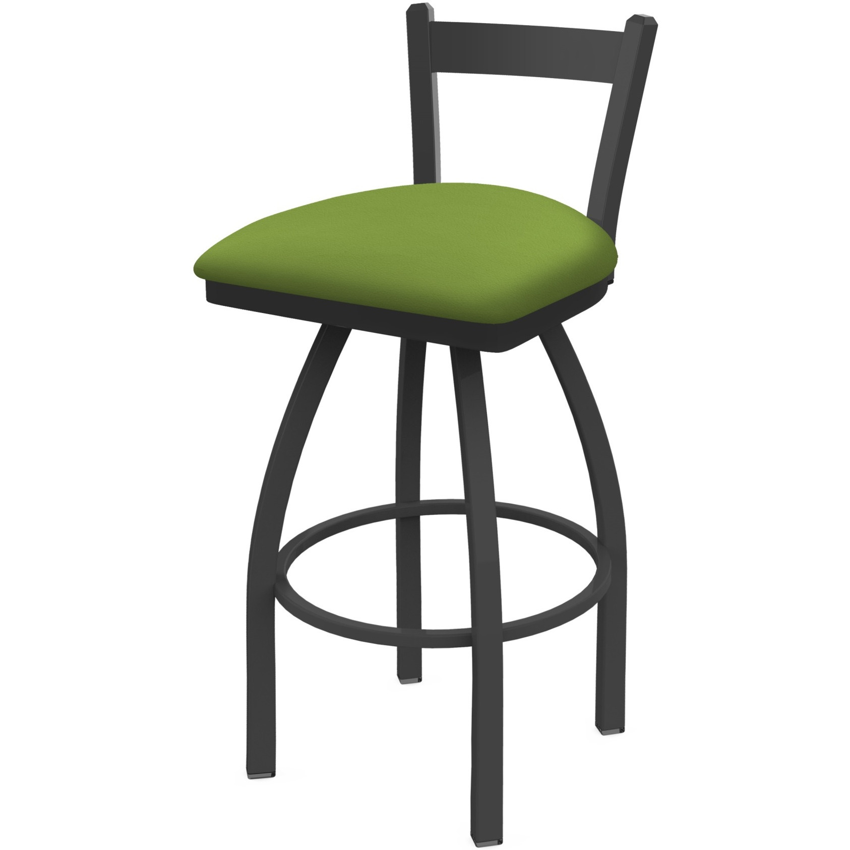 821 Catalina 25" Low Back Swivel Counter Stool with Pewter Finish and Canter Kiwi Green Seat