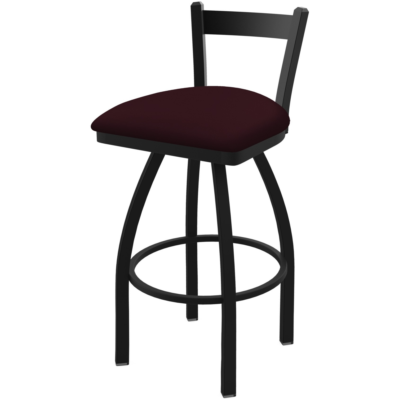 821 Catalina 30" Low Back Swivel Bar Stool with Black Wrinkle Finish and Canter Bordeaux Seat