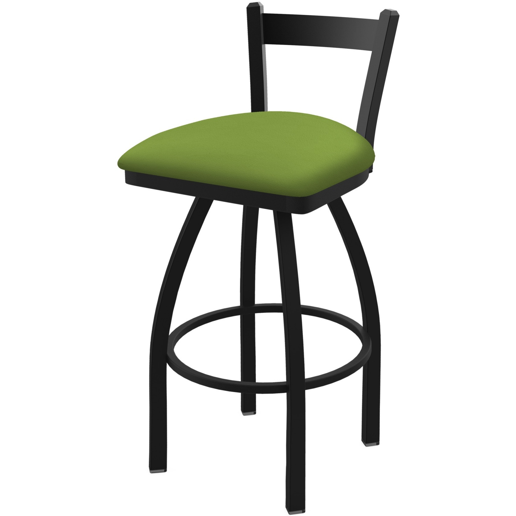 821 Catalina 30" Low Back Swivel Bar Stool with Black Wrinkle Finish and Canter Kiwi Green Seat