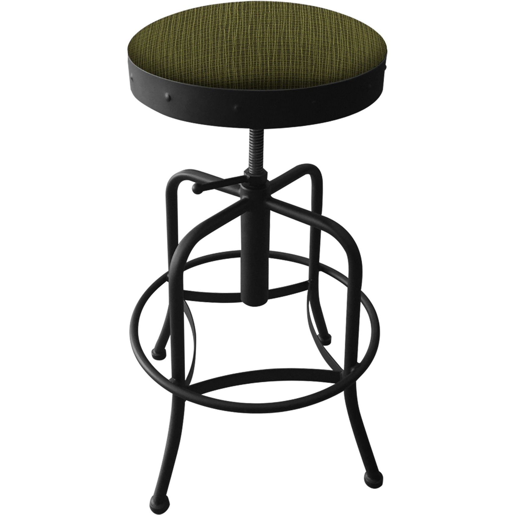 910 Industrial-Adjustable Stool with Black Wrinkle Finish and Graph Parrot Seat
