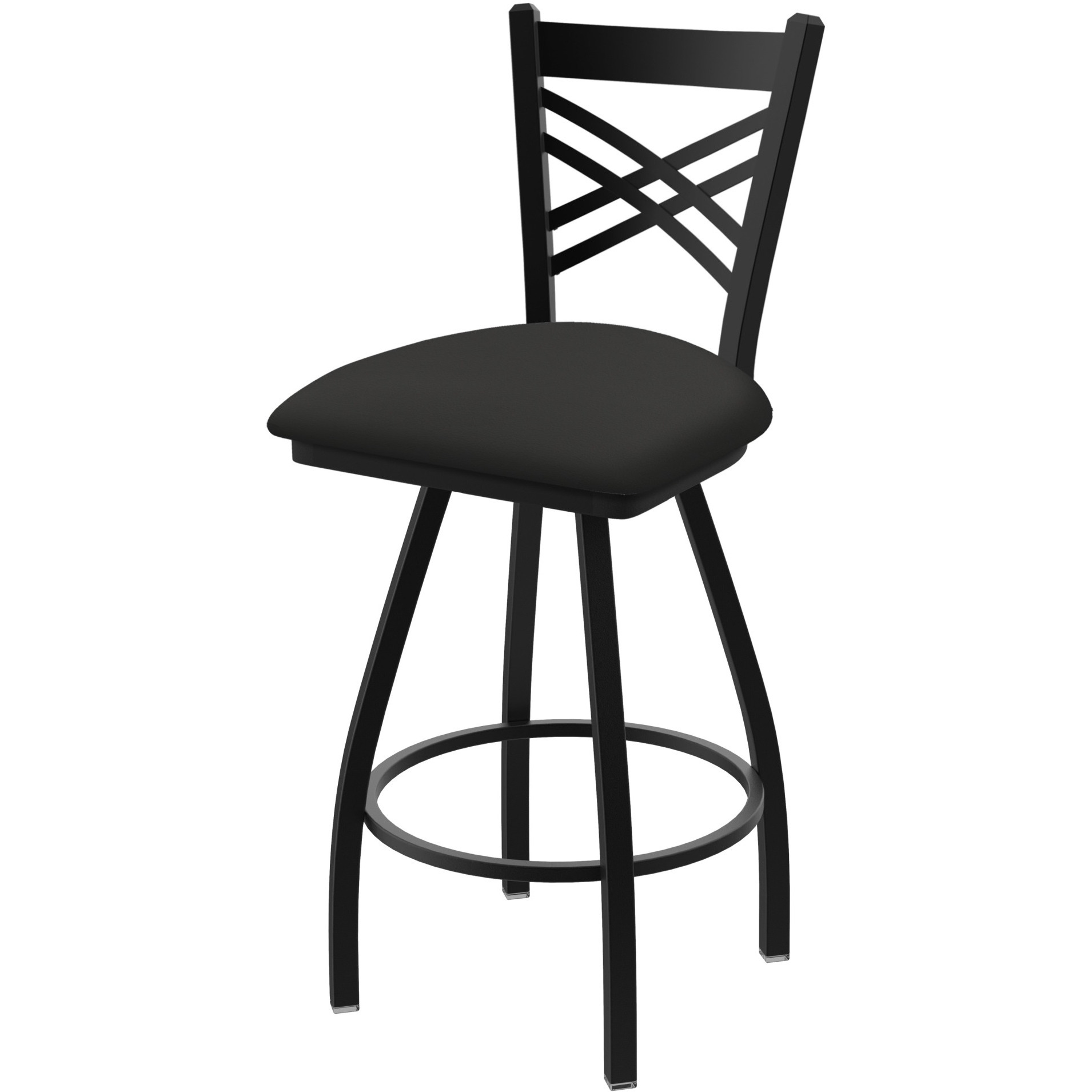 XL 820 Catalina 30" Swivel Bar Stool with Black Wrinkle Finish and Canter Iron Seat