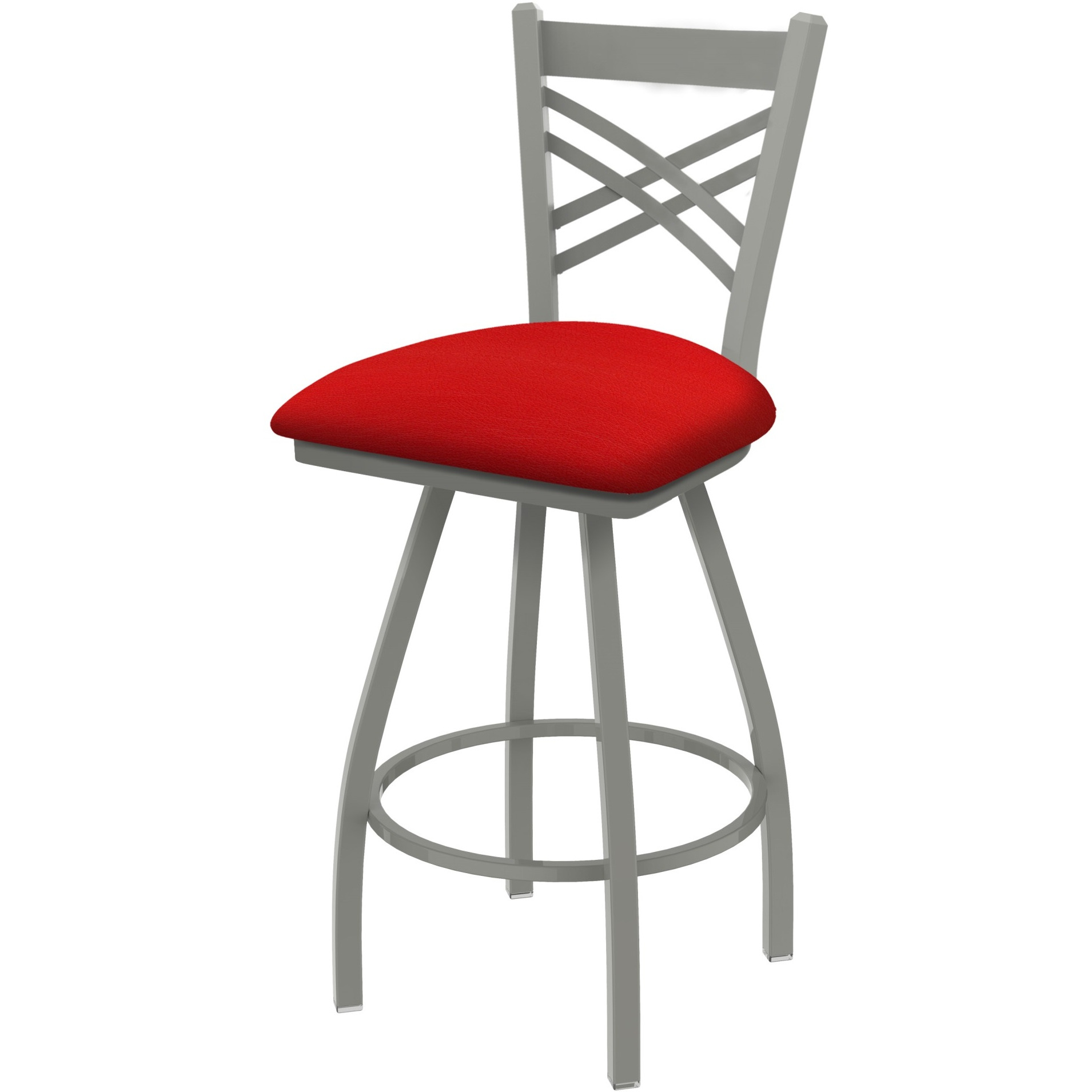XL 820 Catalina 36" Swivel Extra Tall Bar Stool with Anodized Nickel Finish and Canter Red Seat
