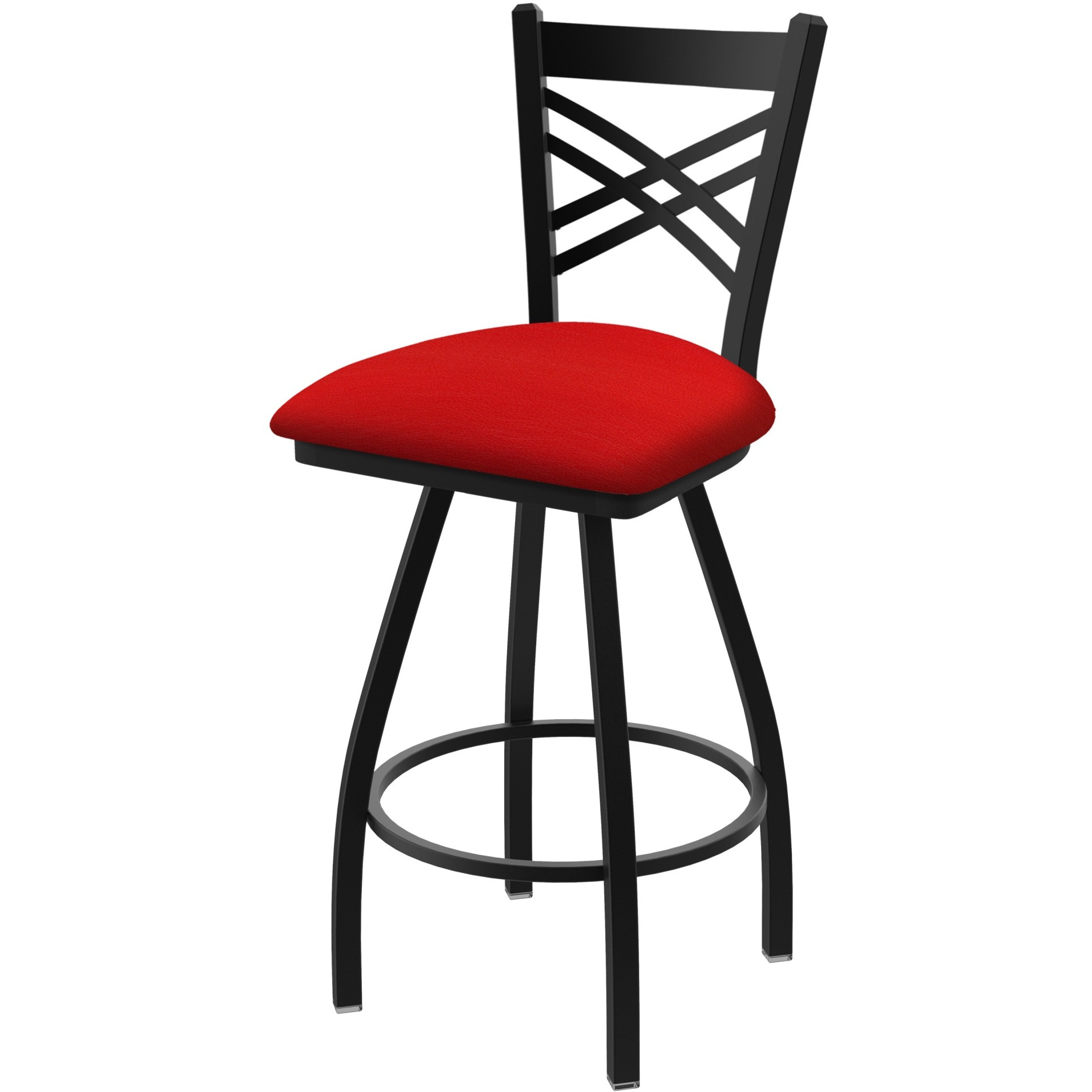 XL 820 Catalina 36" Swivel Extra Tall Bar Stool with Black Wrinkle Finish and Canter Red Seat