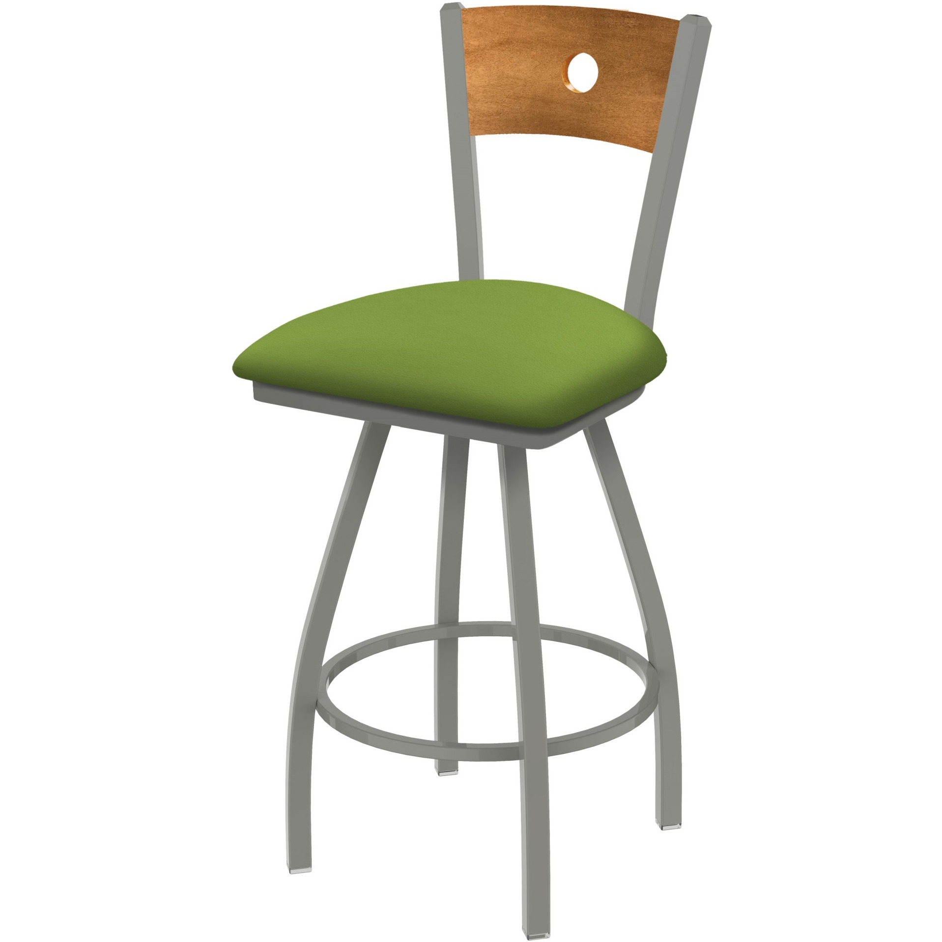 XL 830 Voltaire 30" Swivel Counter Stool with Anodized Nickel Finish, Medium Back, and Canter Kiwi Green Seat
