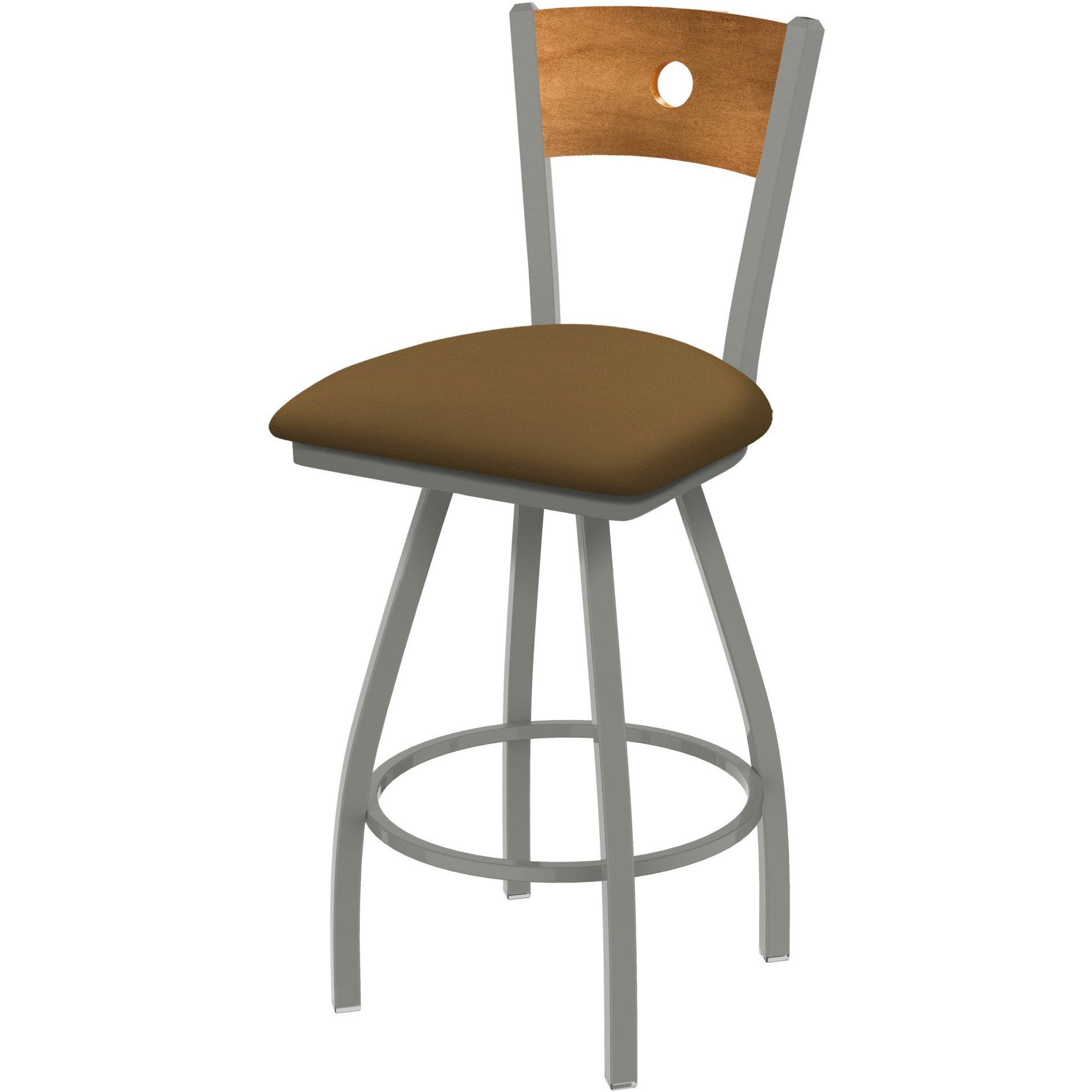 XL 830 Voltaire 36" Swivel Counter Stool with Anodized Nickel Finish, Medium Back, and Canter Saddle Seat