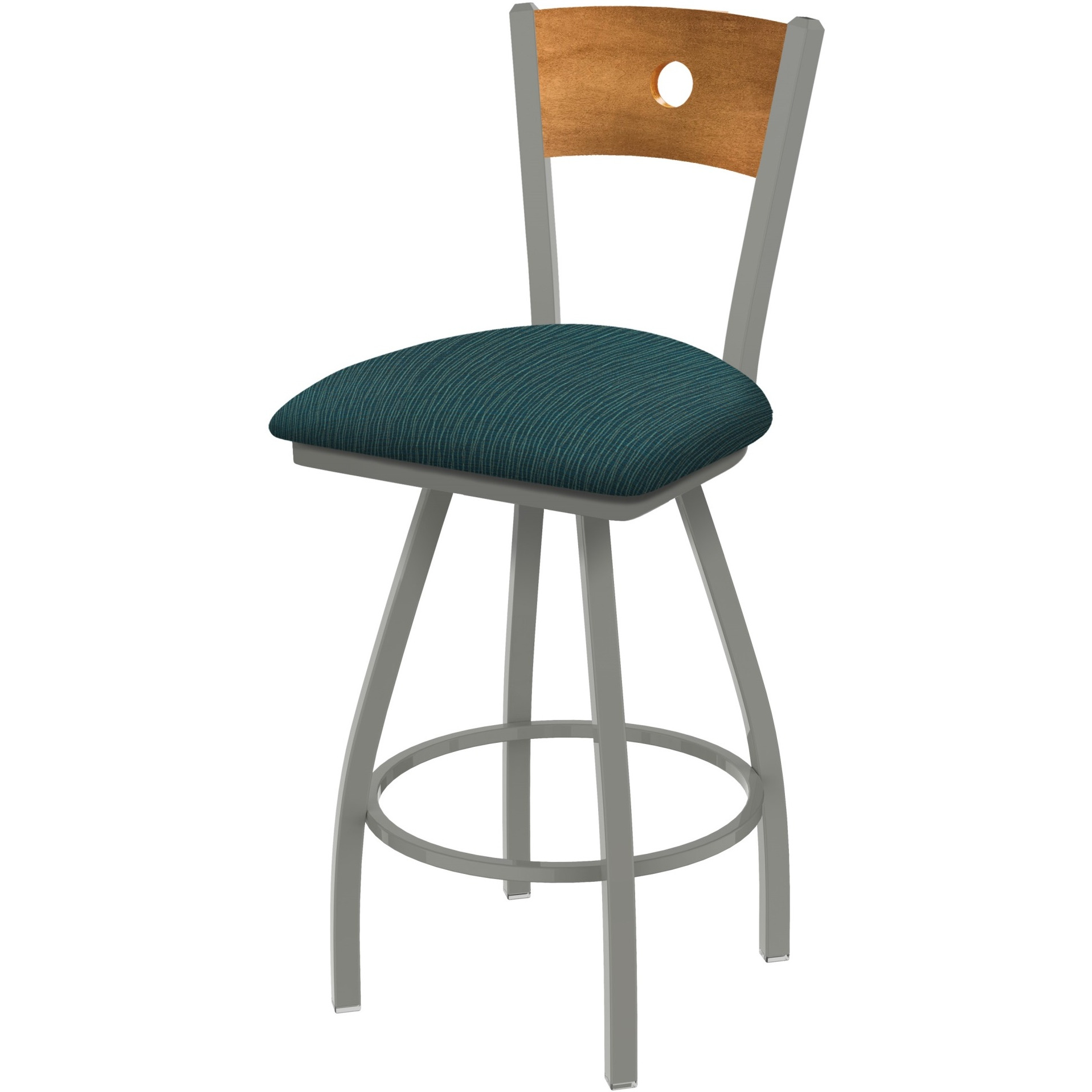 XL 830 Voltaire 36" Swivel Counter Stool with Anodized Nickel Finish, Medium Back, and Graph Tidal Seat