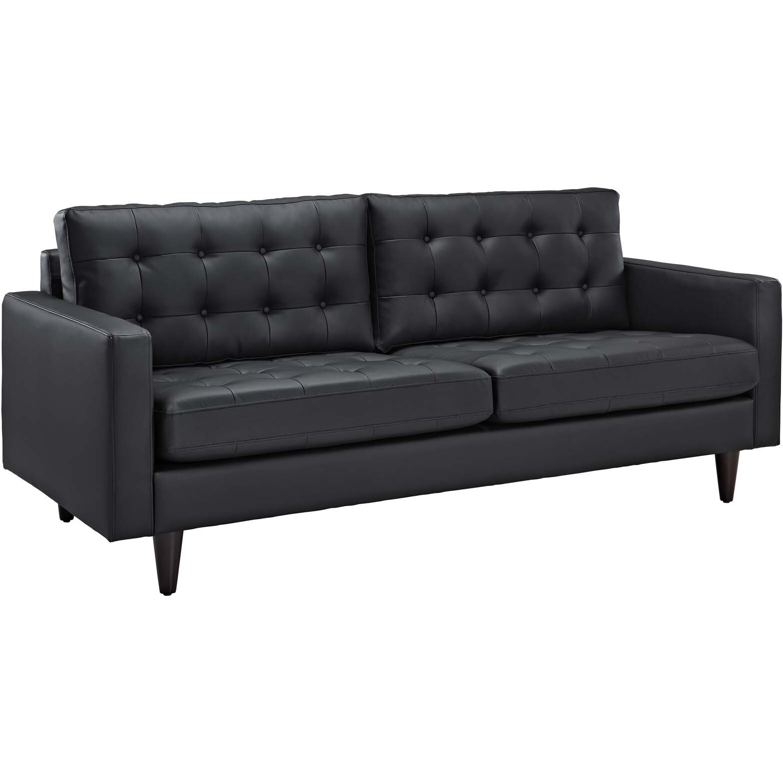 Empress Bonded Leather Sofa - Black