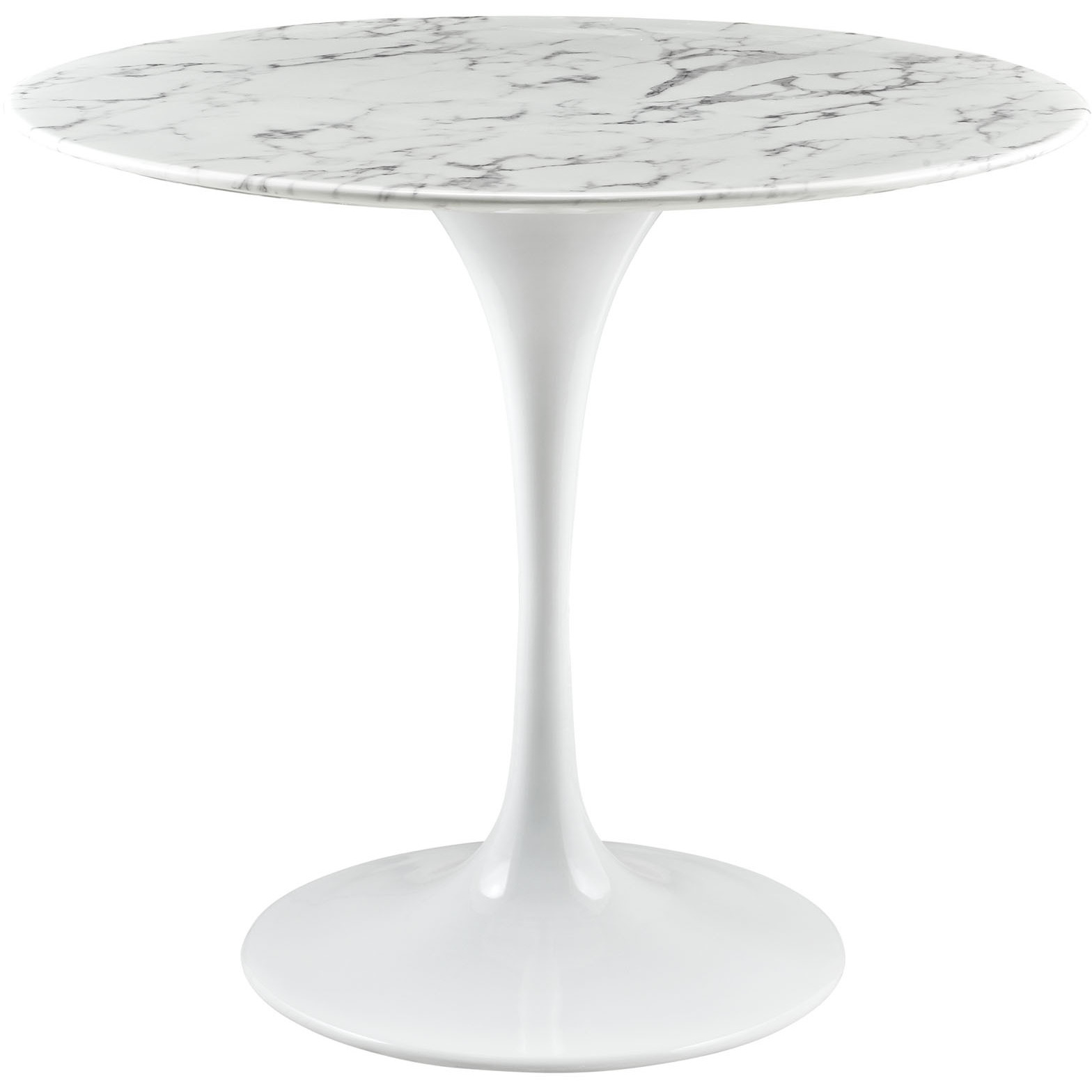 Lippa 36" Round Artificial Marble Dining Table - White