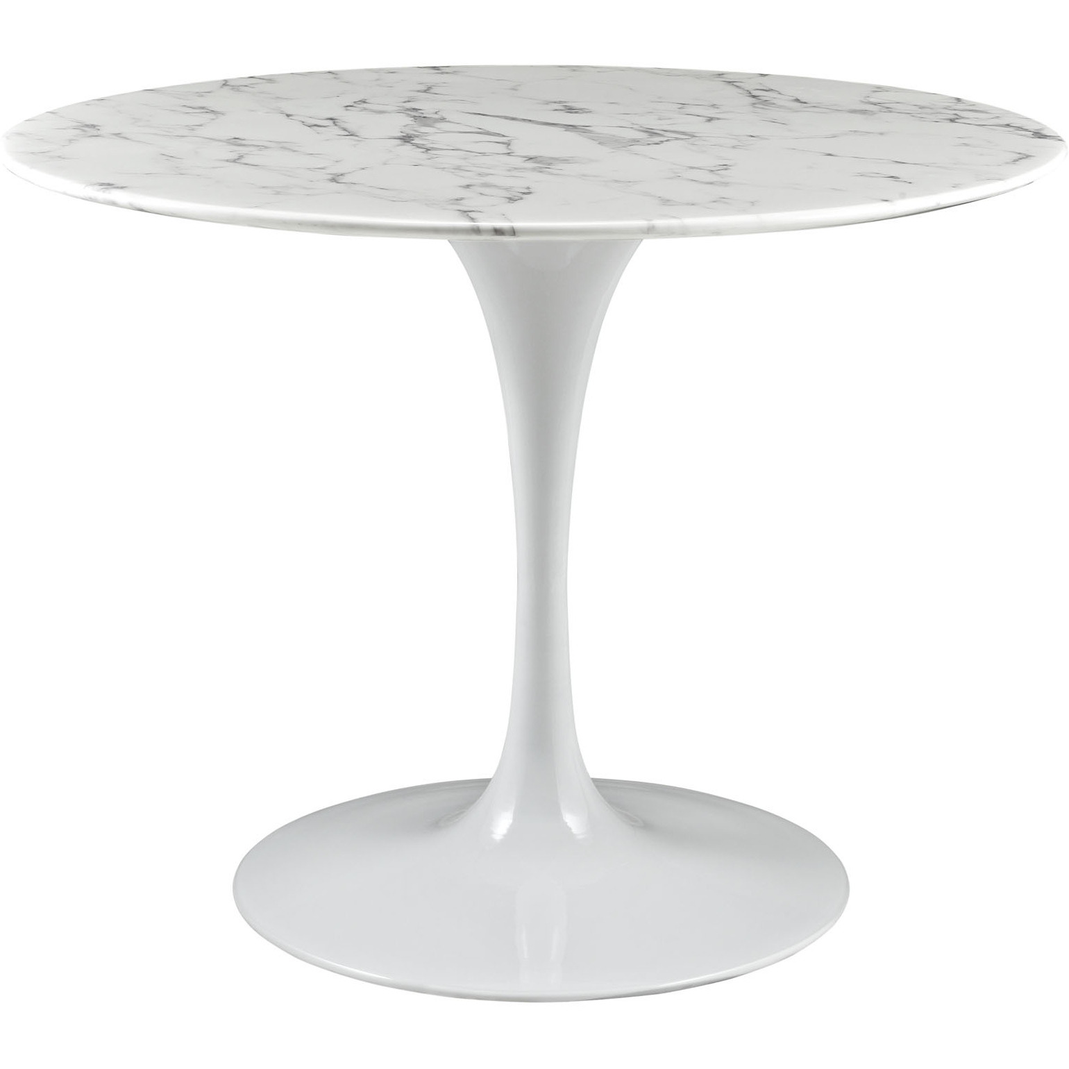 Lippa 40" Round Artificial Marble Dining Table - White