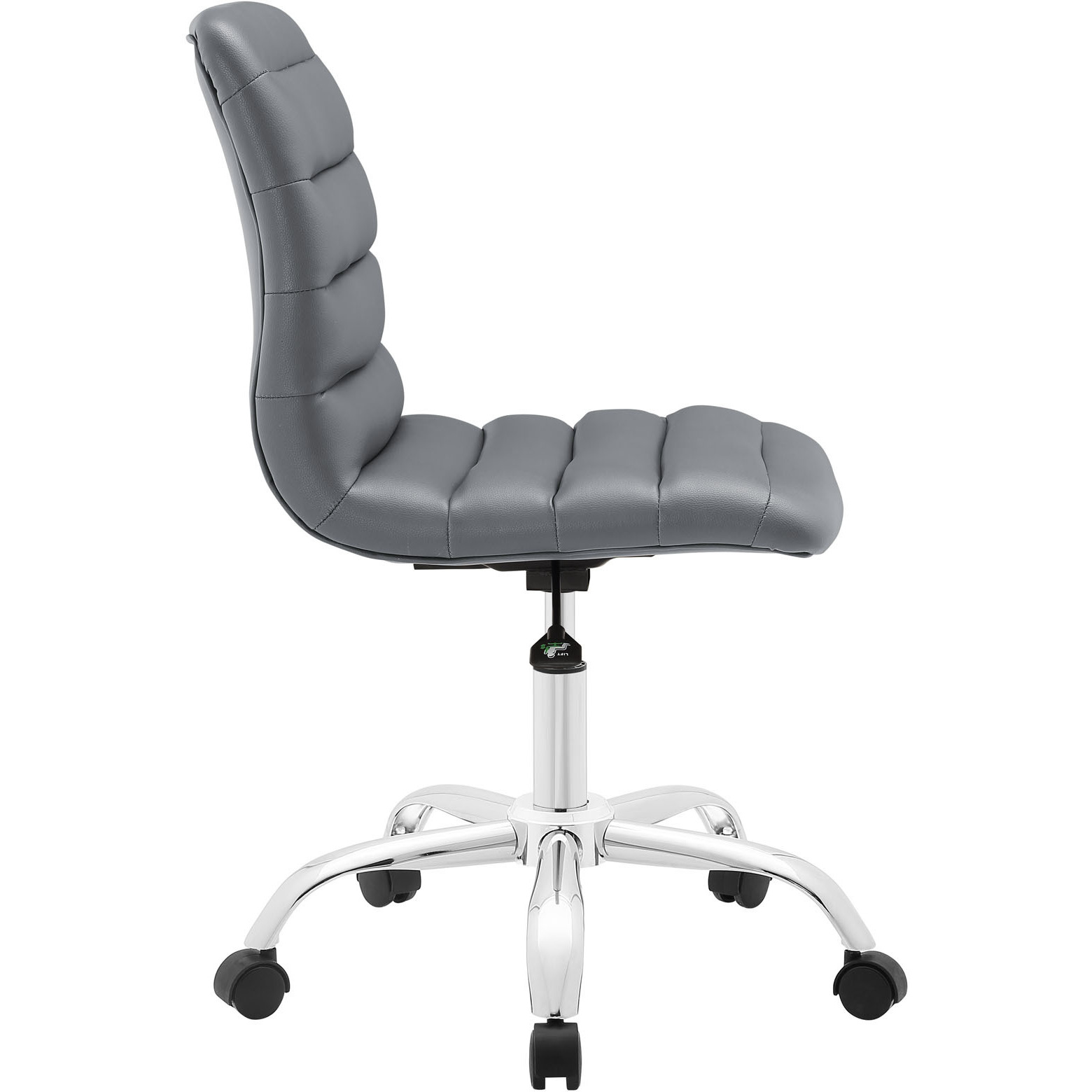 Ripple Armless Mid Back Vinyl Office Chair - Gray