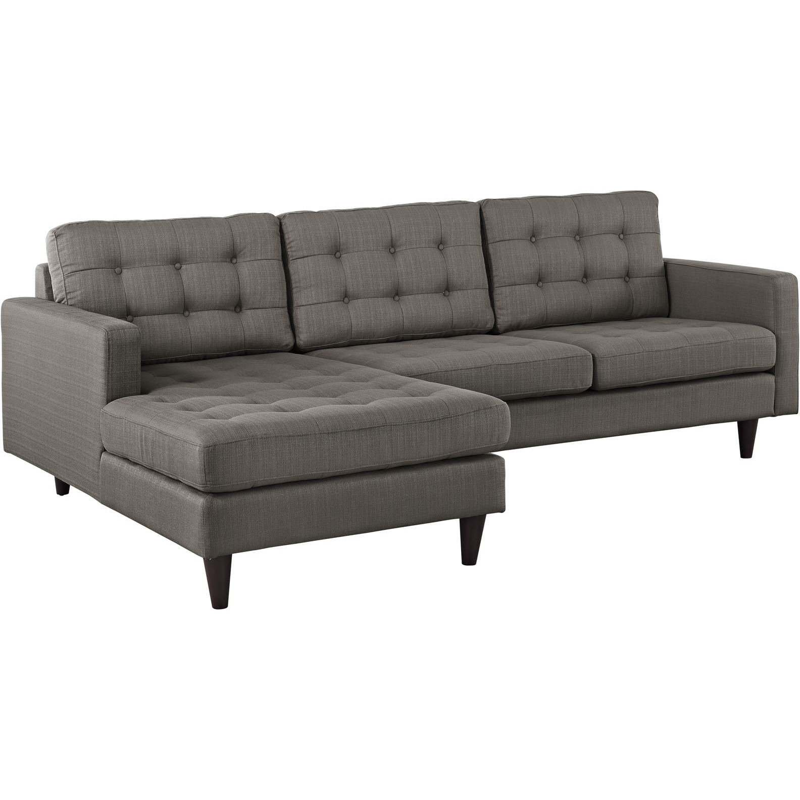 Empress Left-Facing Upholstered Fabric Sectional Sofa - Granite