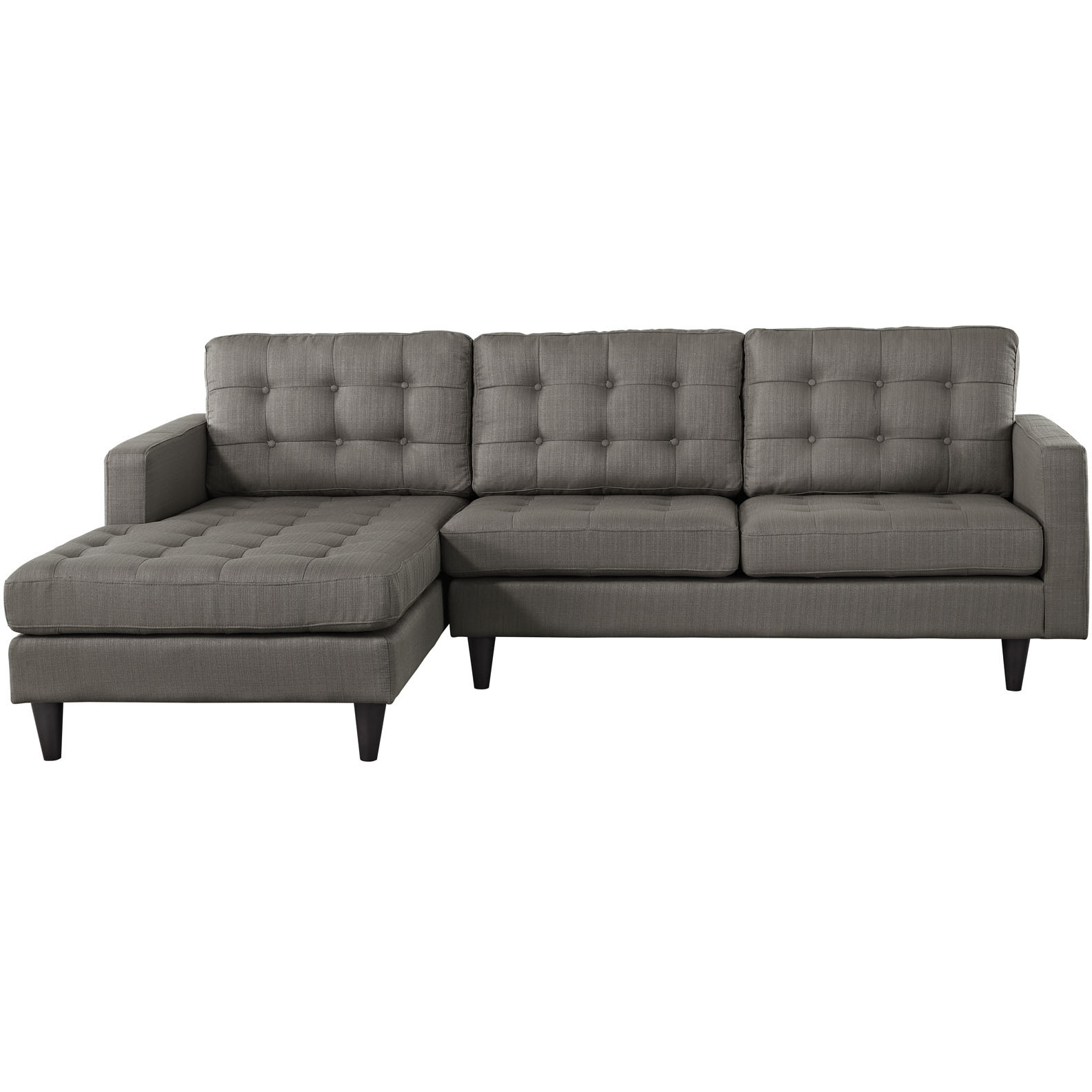 Empress Left-Facing Upholstered Fabric Sectional Sofa - Granite