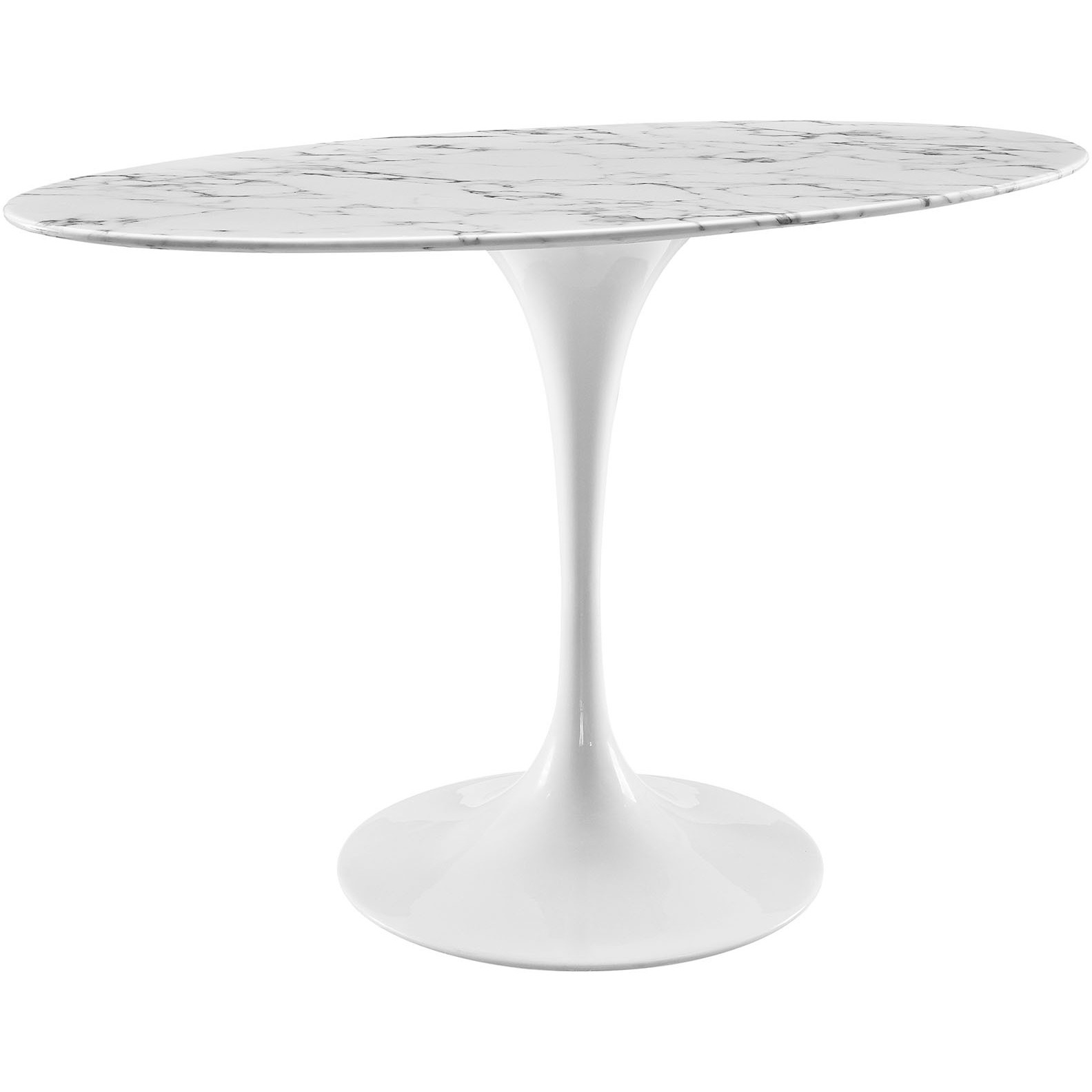 Lippa 48" Oval Artificial Marble Dining Table - White