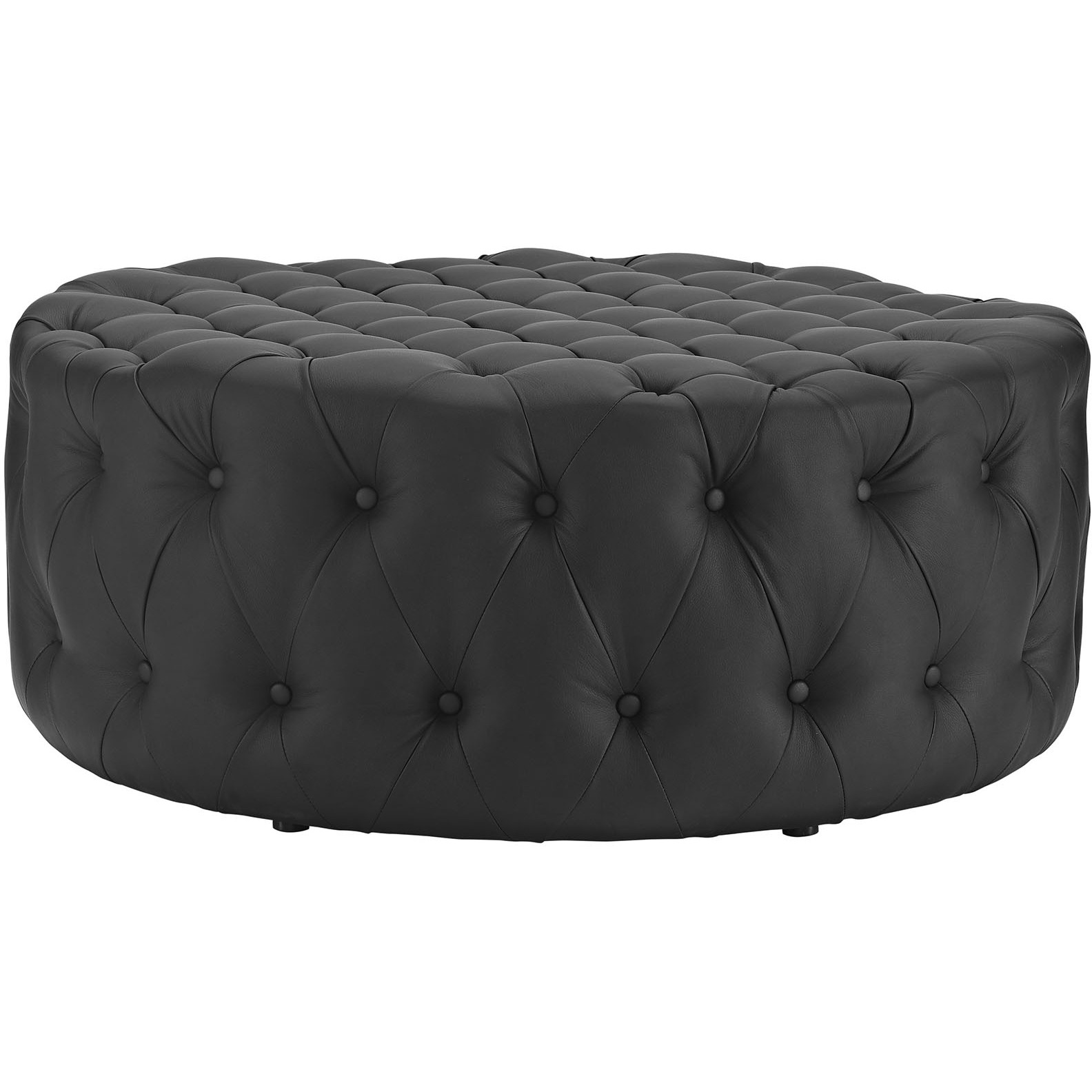 Amour Upholstered Vinyl Ottoman - Black