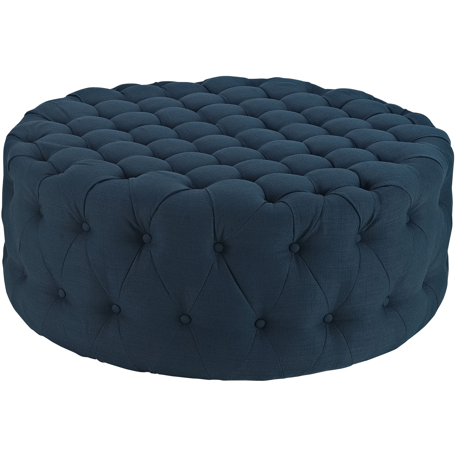 Amour Upholstered Fabric Ottoman - Azure
