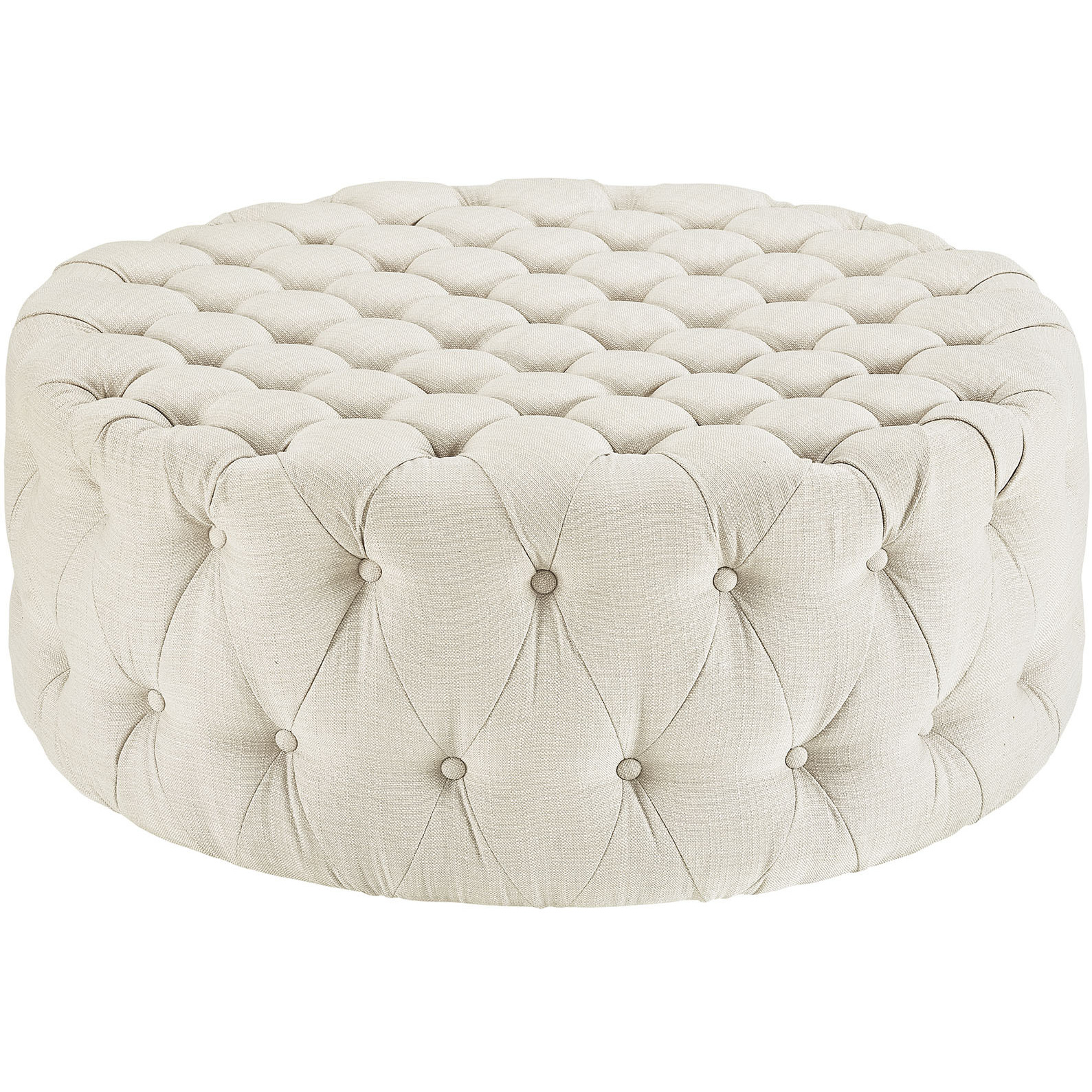 Amour Upholstered Fabric Ottoman - Beige