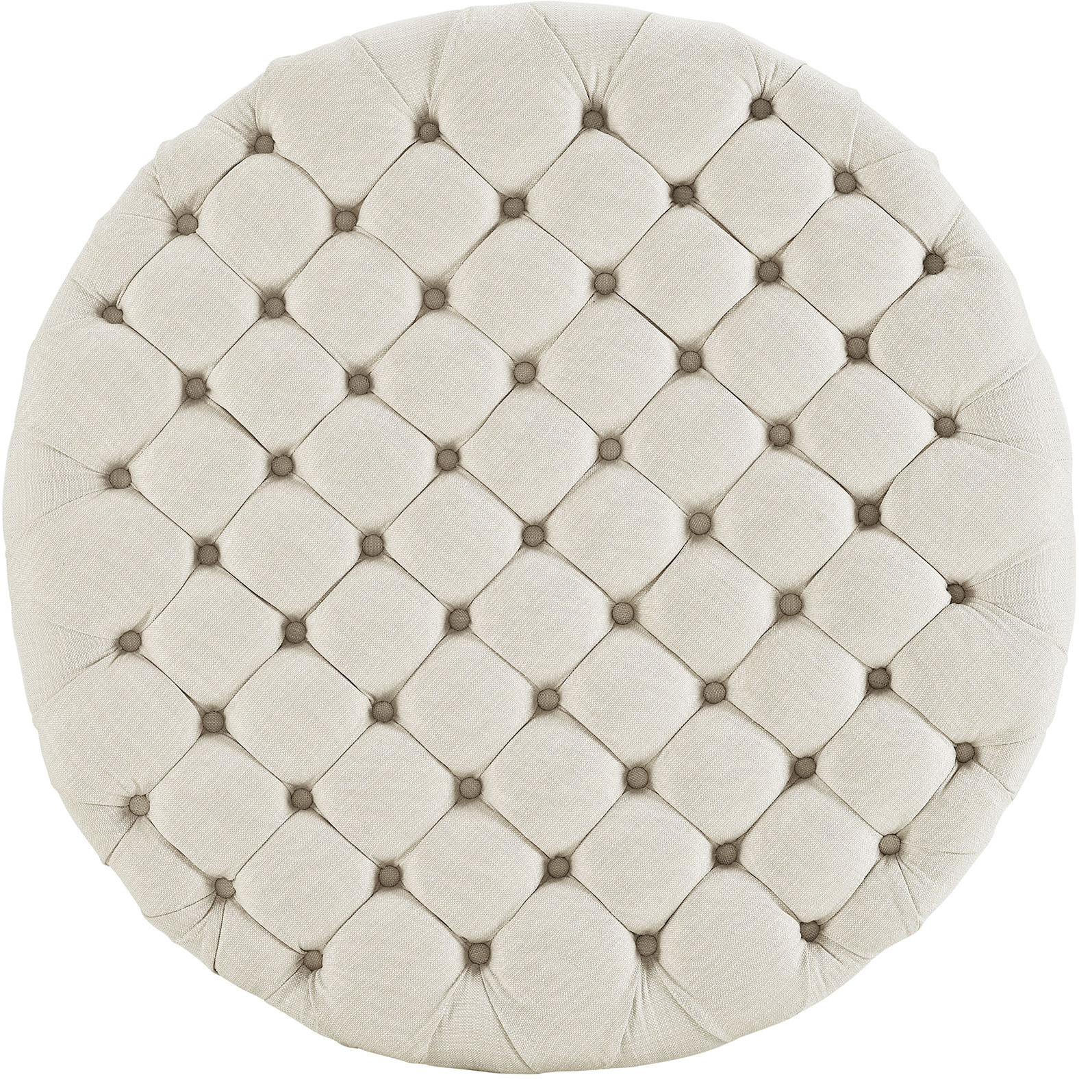 Amour Upholstered Fabric Ottoman - Beige
