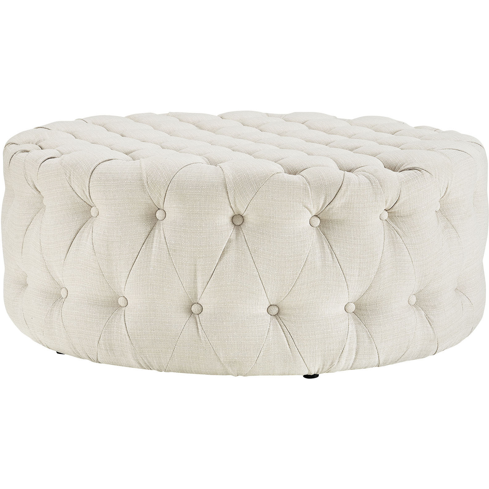 Amour Upholstered Fabric Ottoman - Beige