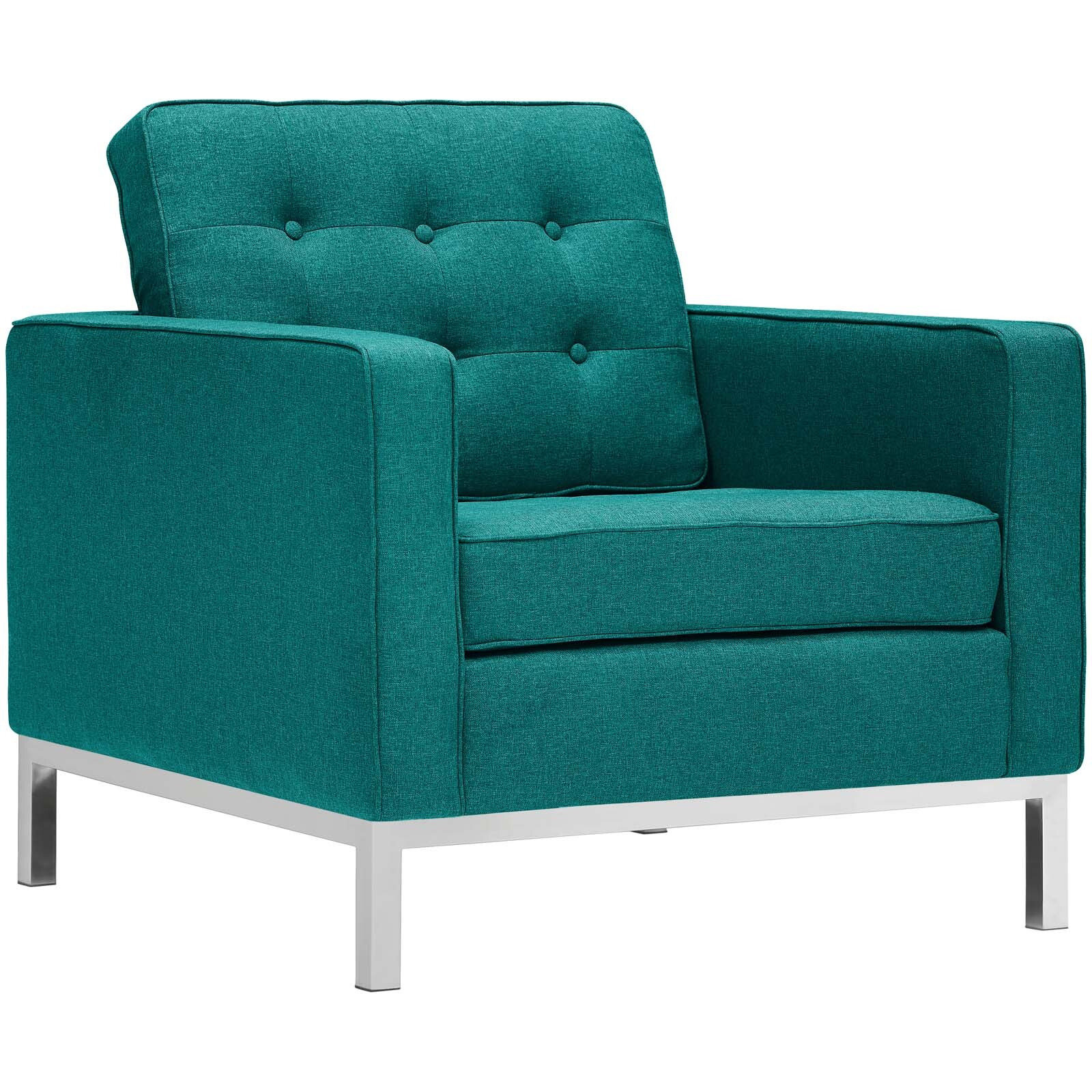 Loft Armchairs Upholstered Fabric Set of 2 - Teal