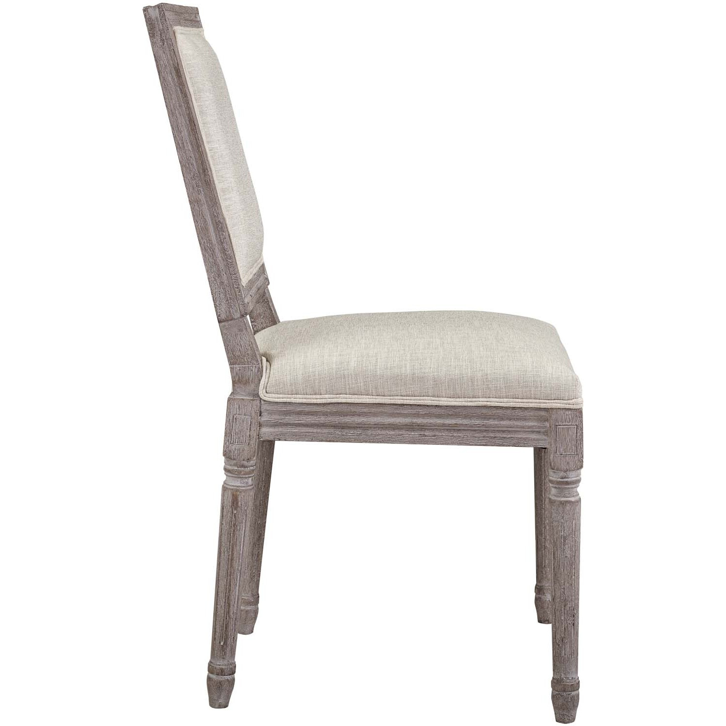 Court Vintage French Upholstered Fabric Dining Side Chair - Beige