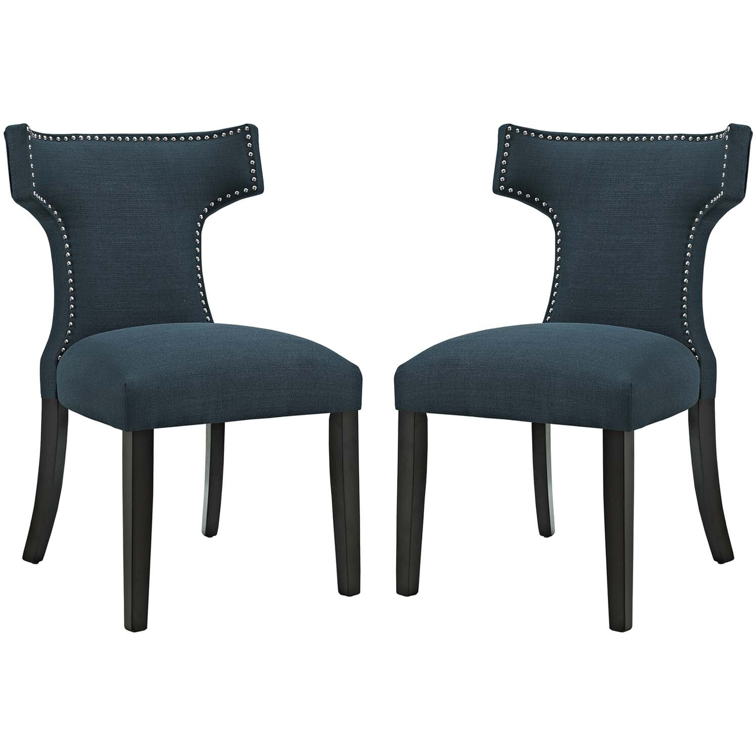 Curve Dining Side Chair Fabric Set of 2 - Azure