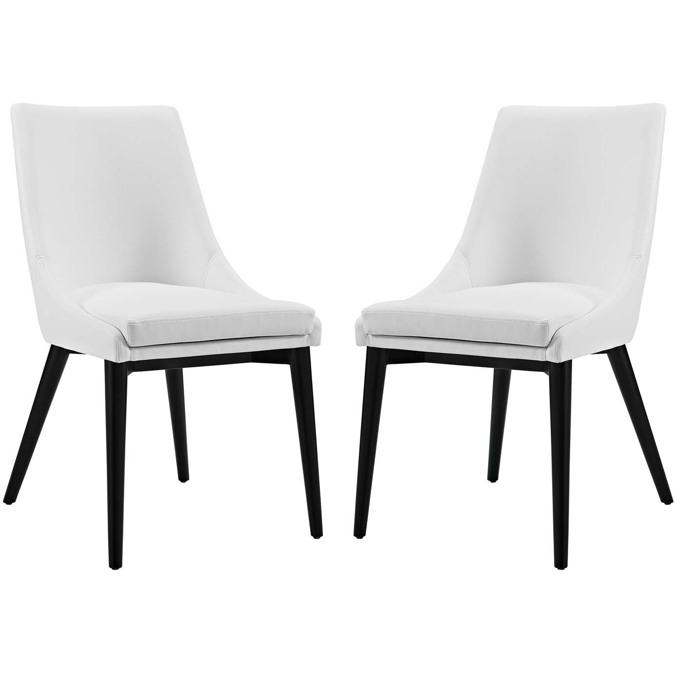 Viscount Dining Side Chair Vinyl Set of 2 - White