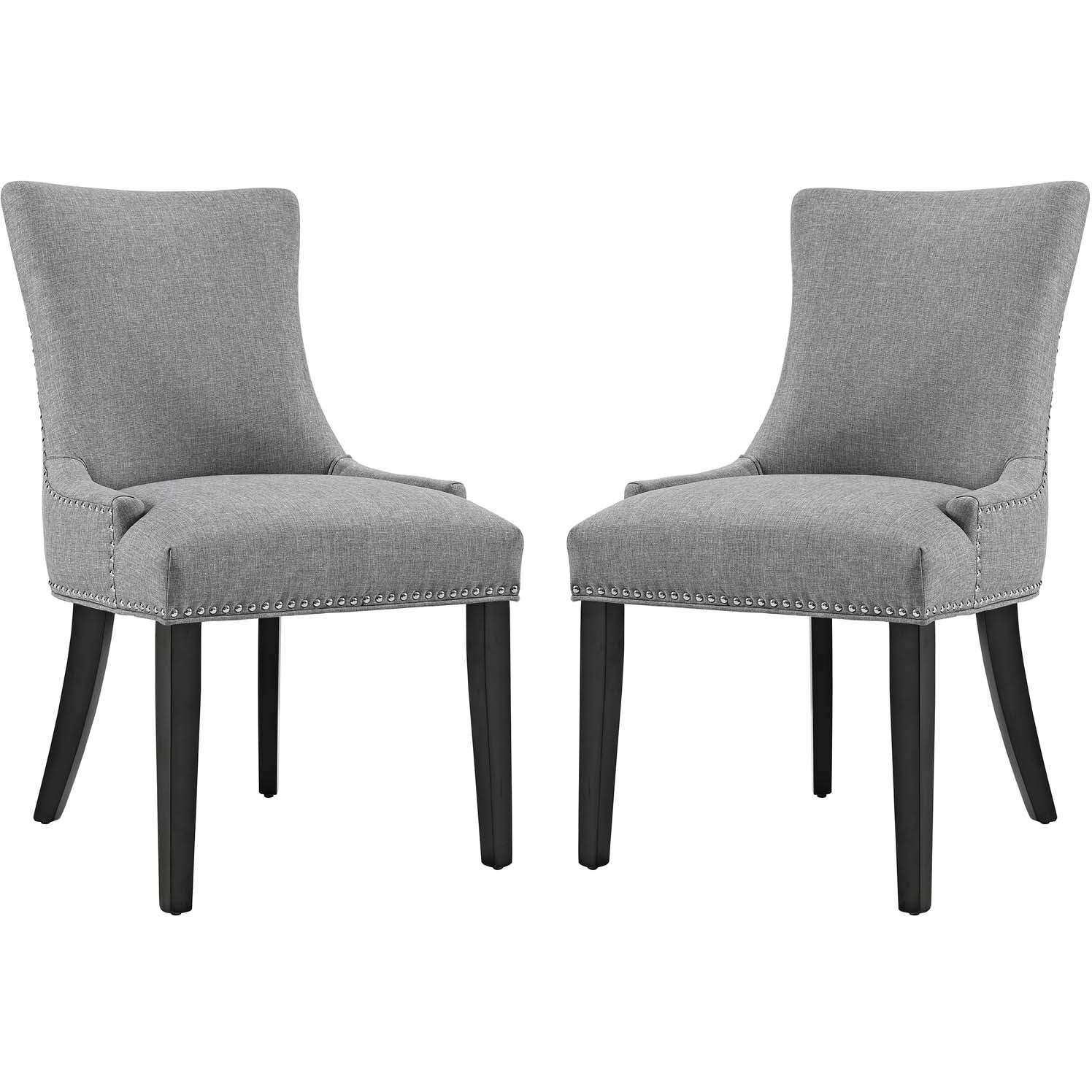 Marquis Dining Side Chair Fabric Set of 2 - Light Gray