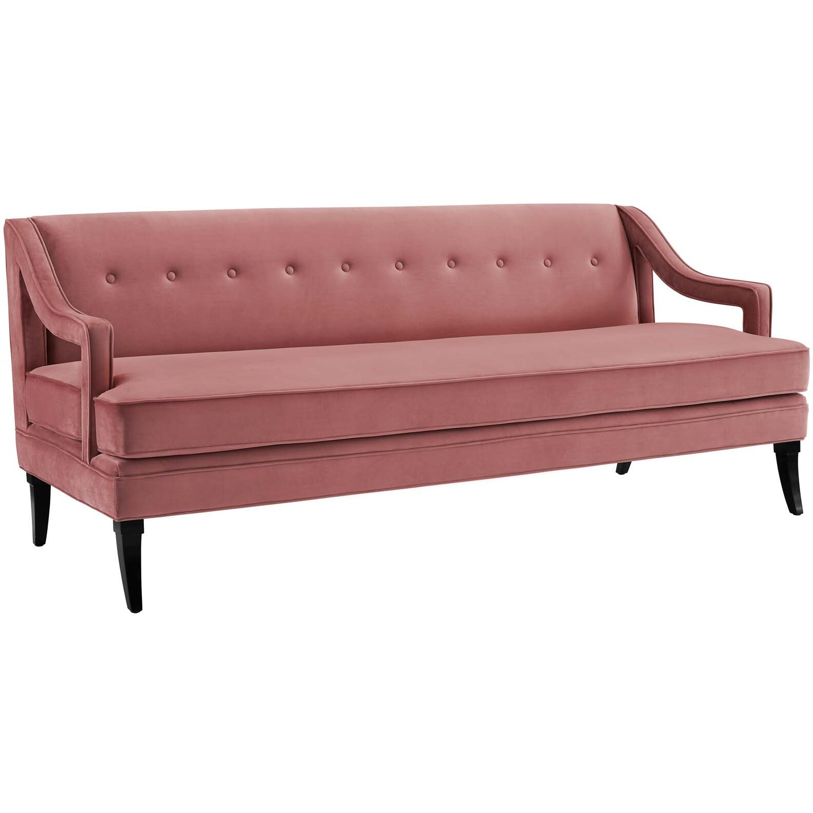 Concur Button Tufted Upholstered Velvet Sofa - Dusty Rose