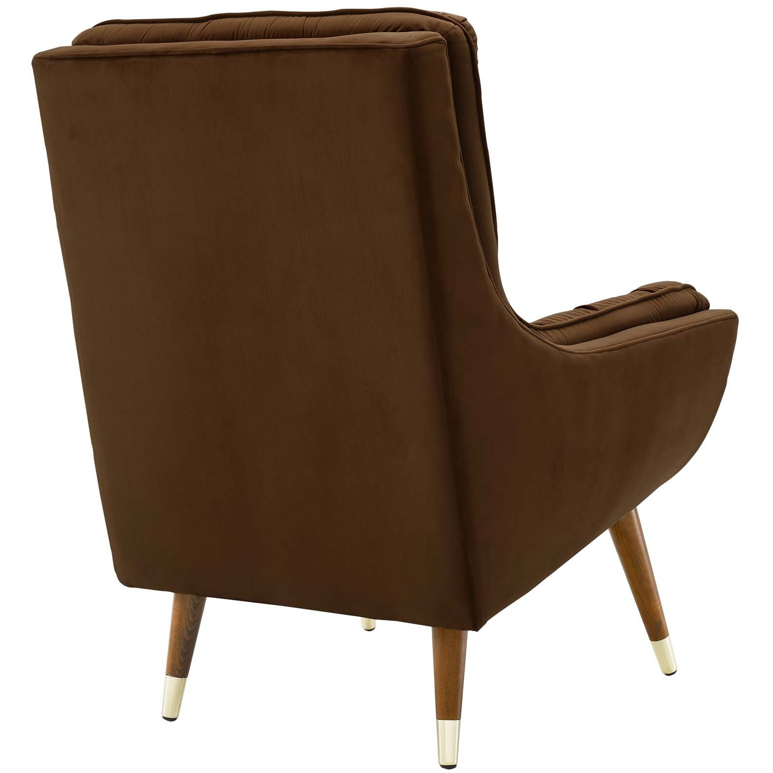 Suggest Button Tufted Upholstered Velvet Lounge Chair - Brown
