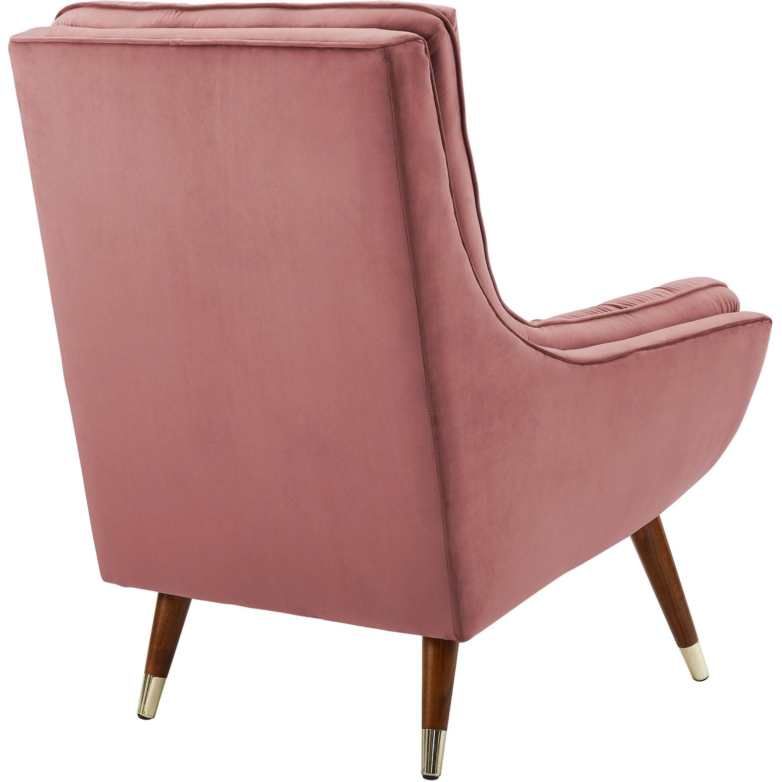 Suggest Button Tufted Upholstered Velvet Lounge Chair - Dusty Rose