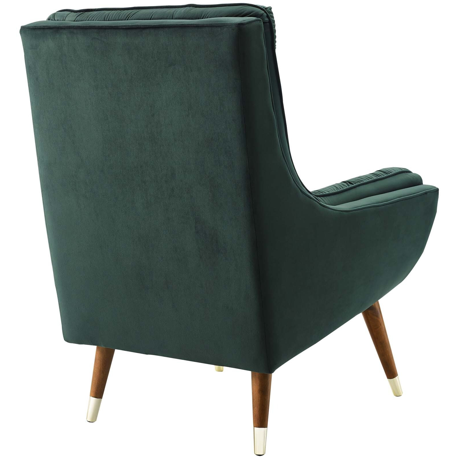Suggest Button Tufted Upholstered Velvet Lounge Chair - Green