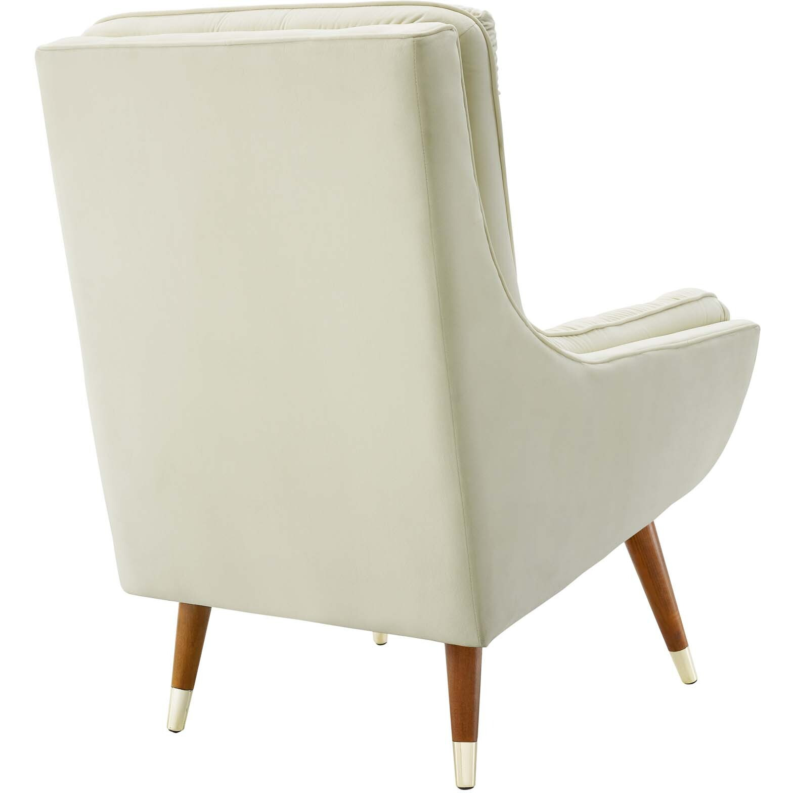 Suggest Button Tufted Upholstered Velvet Lounge Chair - Ivory