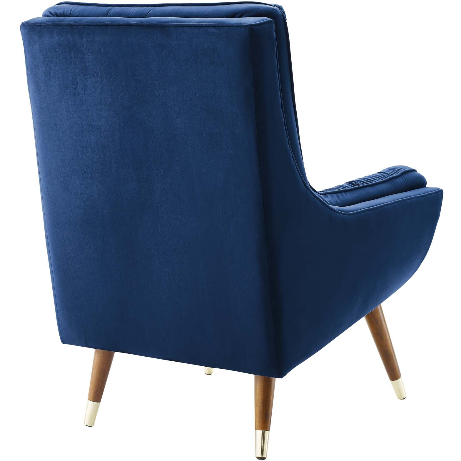 Suggest Button Tufted Upholstered Velvet Lounge Chair - Navy