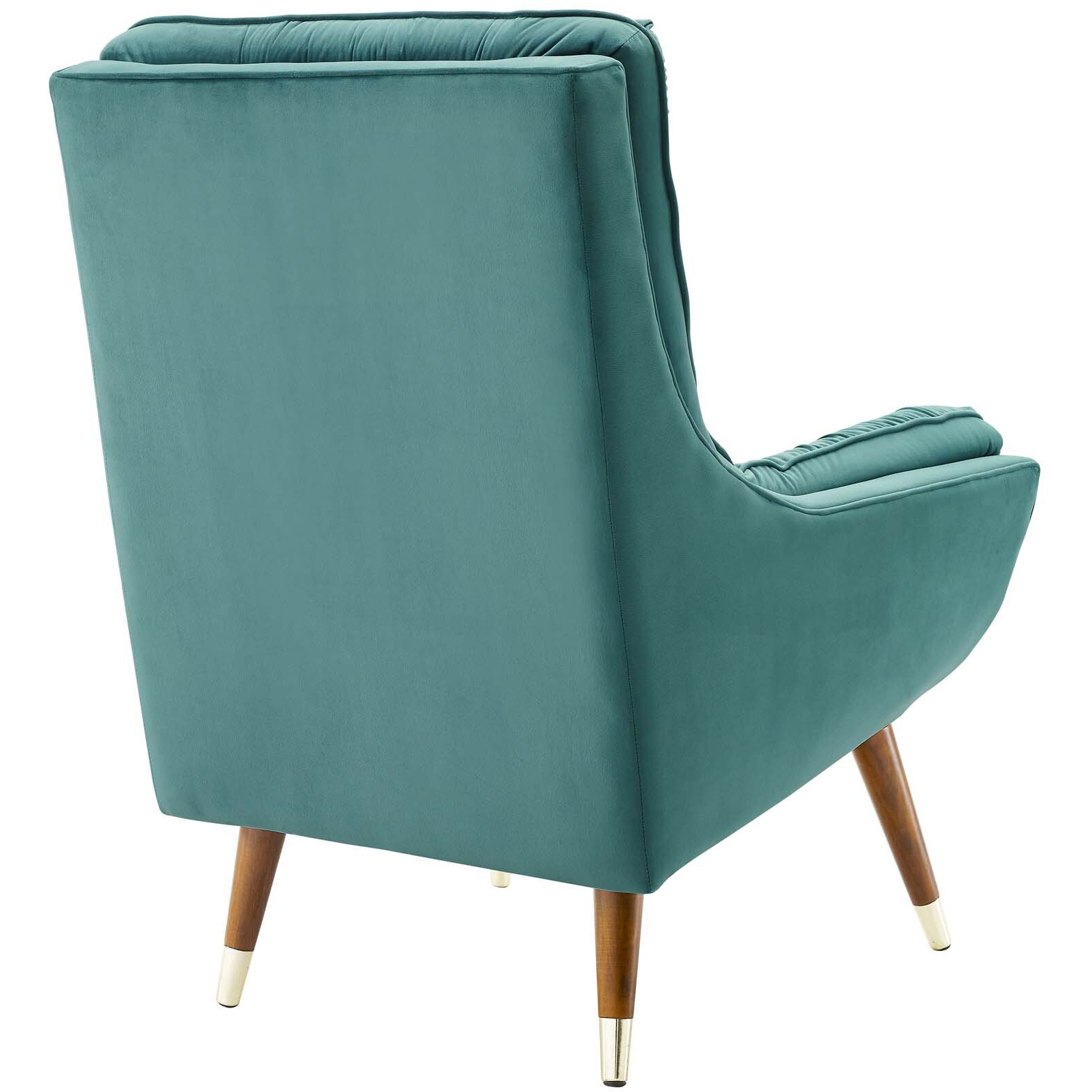 Suggest Button Tufted Upholstered Velvet Lounge Chair - Teal