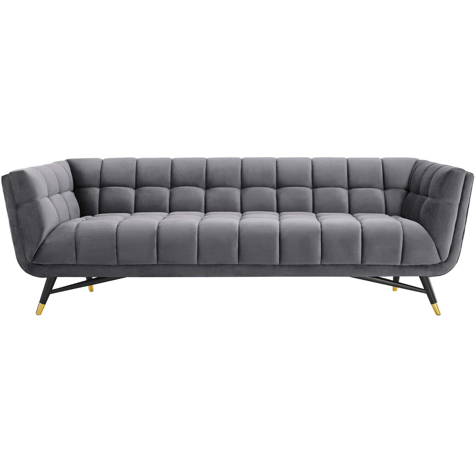 Adept Upholstered Velvet Sofa - Gray