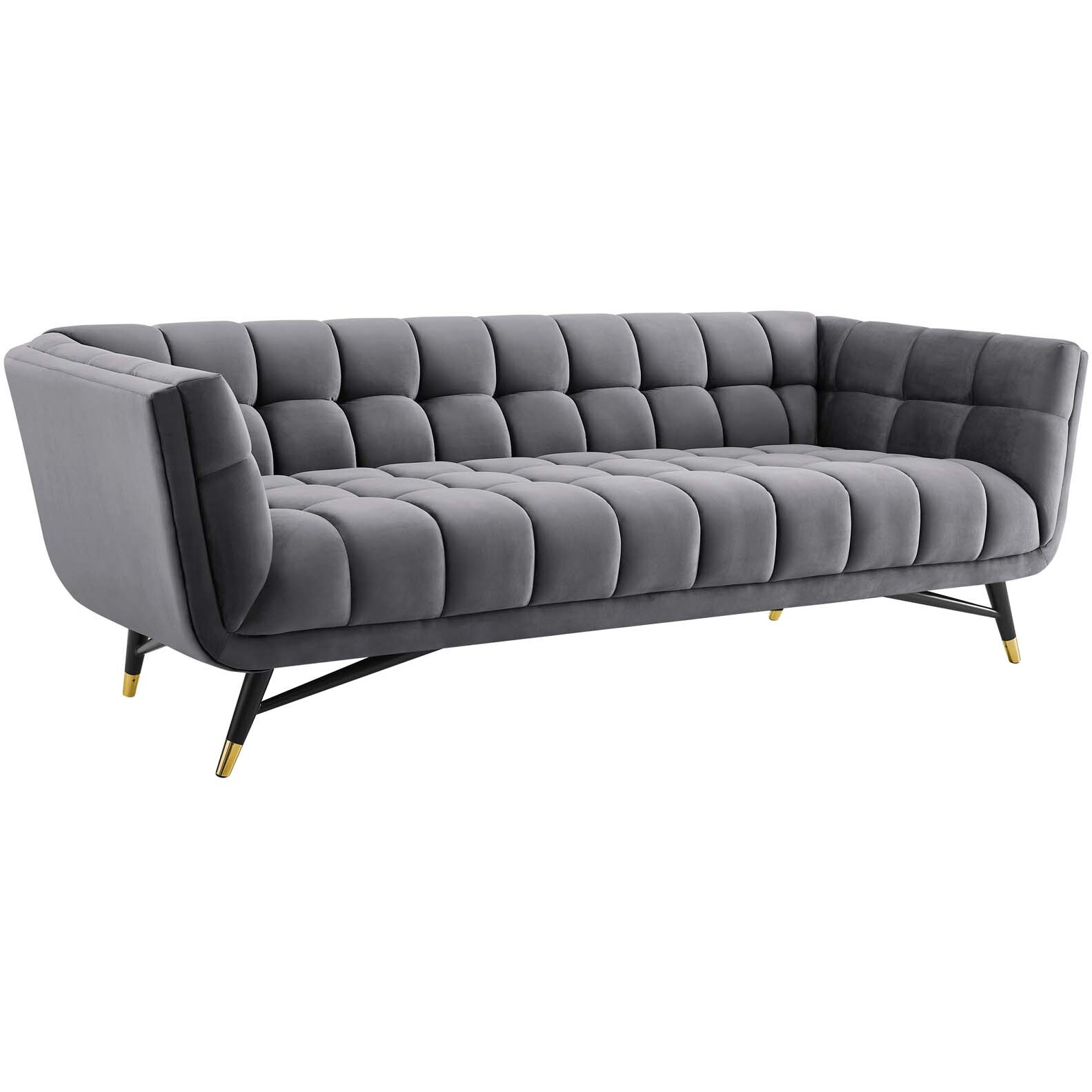 Adept Upholstered Velvet Sofa - Gray