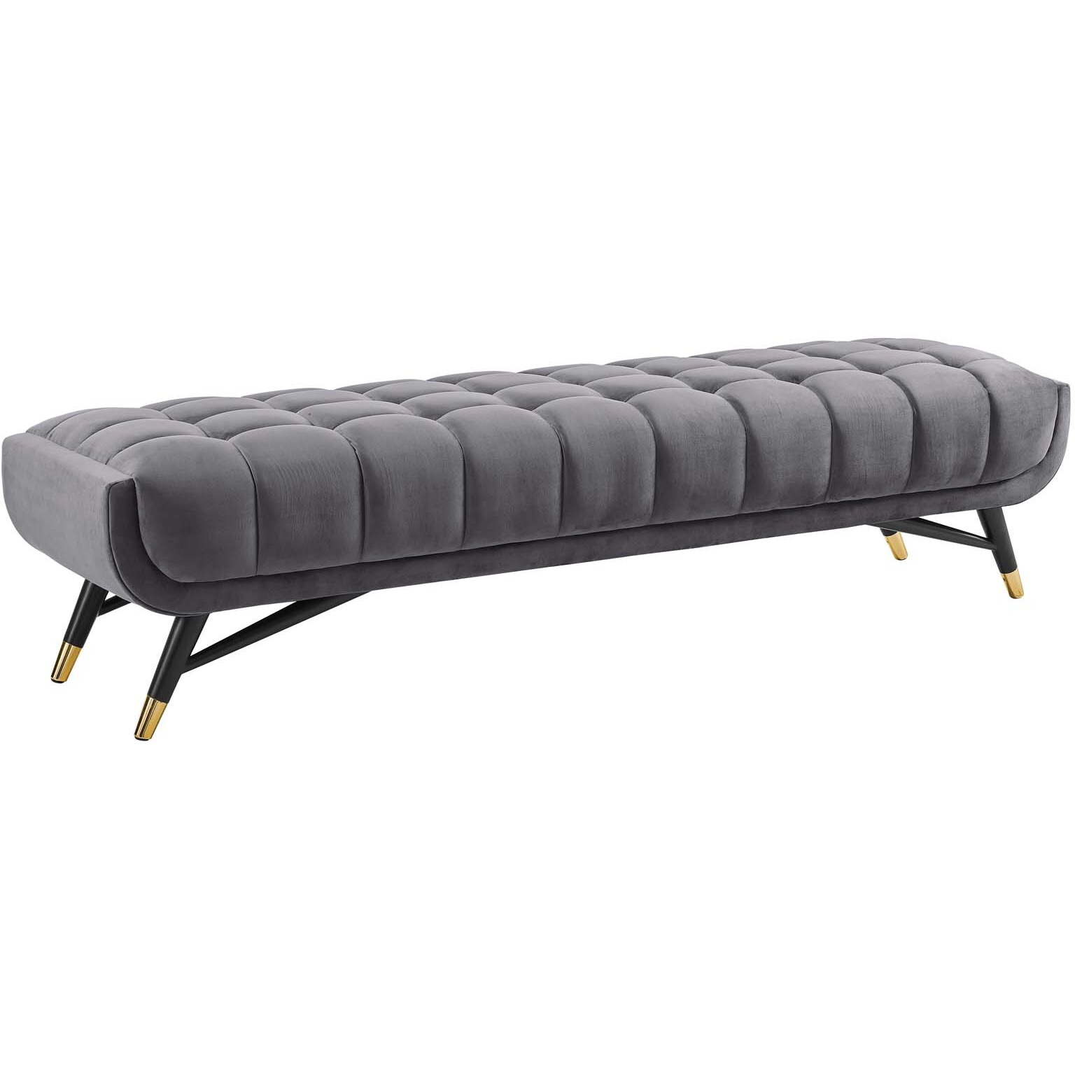 Adept Upholstered Velvet Bench - Gray