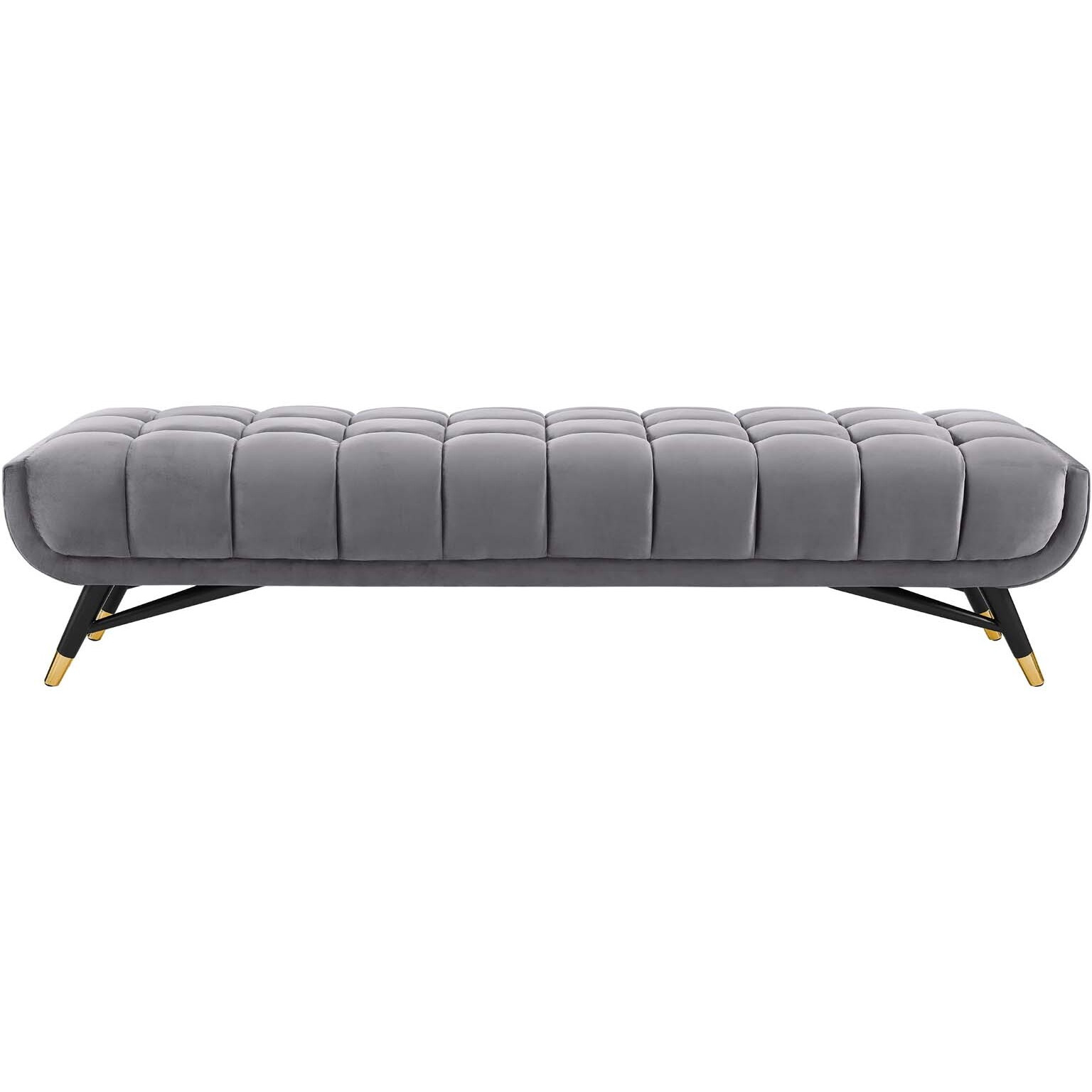 Adept Upholstered Velvet Bench - Gray