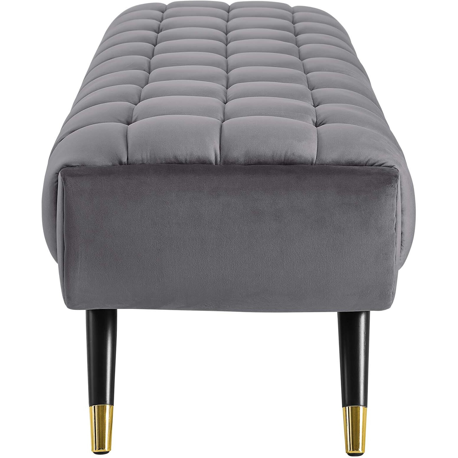 Adept Upholstered Velvet Bench - Gray
