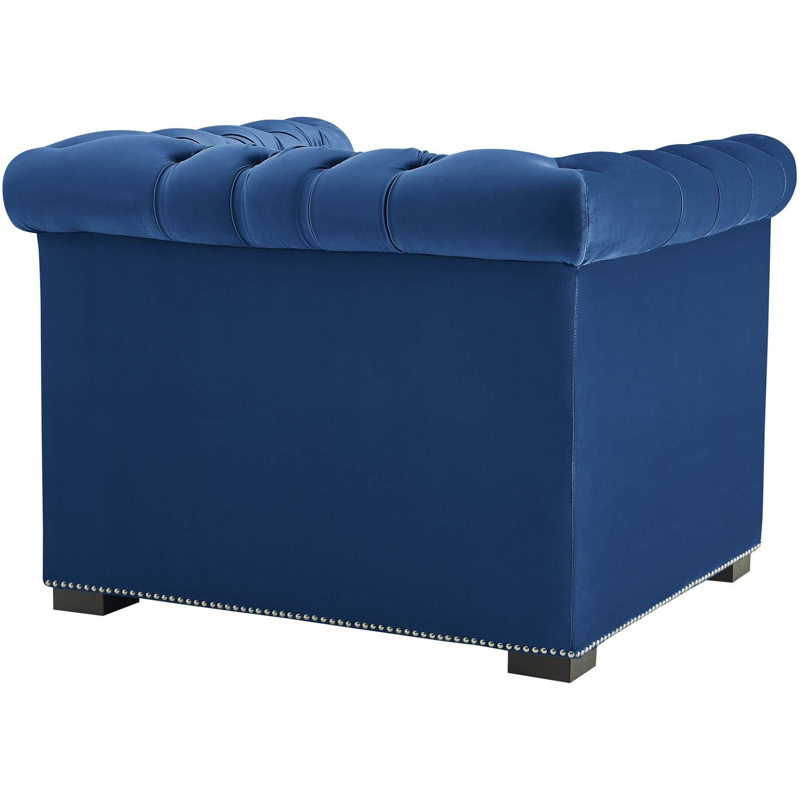 Heritage Upholstered Velvet Armchair - Midnight Blue