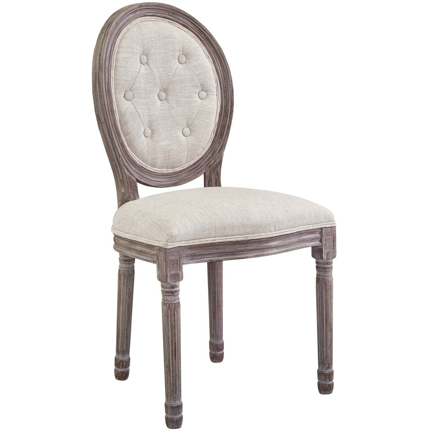 Arise Vintage French Upholstered Fabric Dining Side Chair Set of 2 - Beige