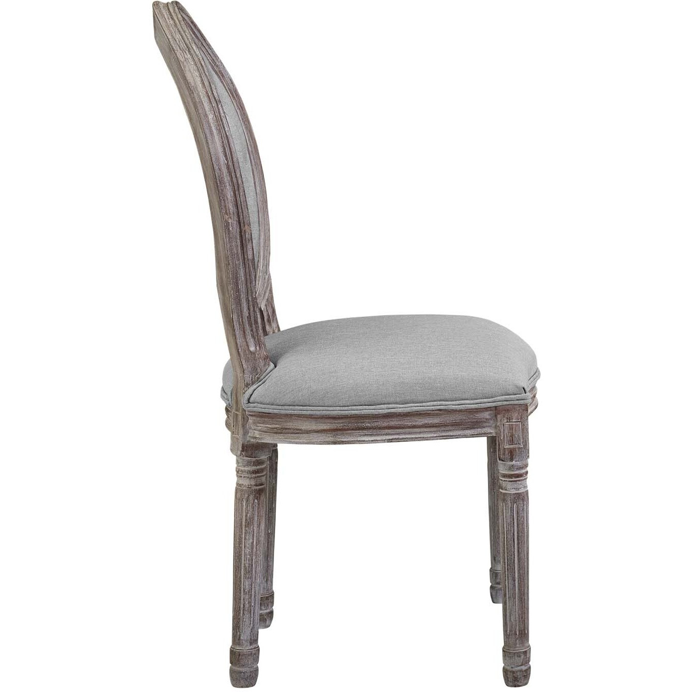 Arise Vintage French Upholstered Fabric Dining Side Chair Set of 2 - Light Gray