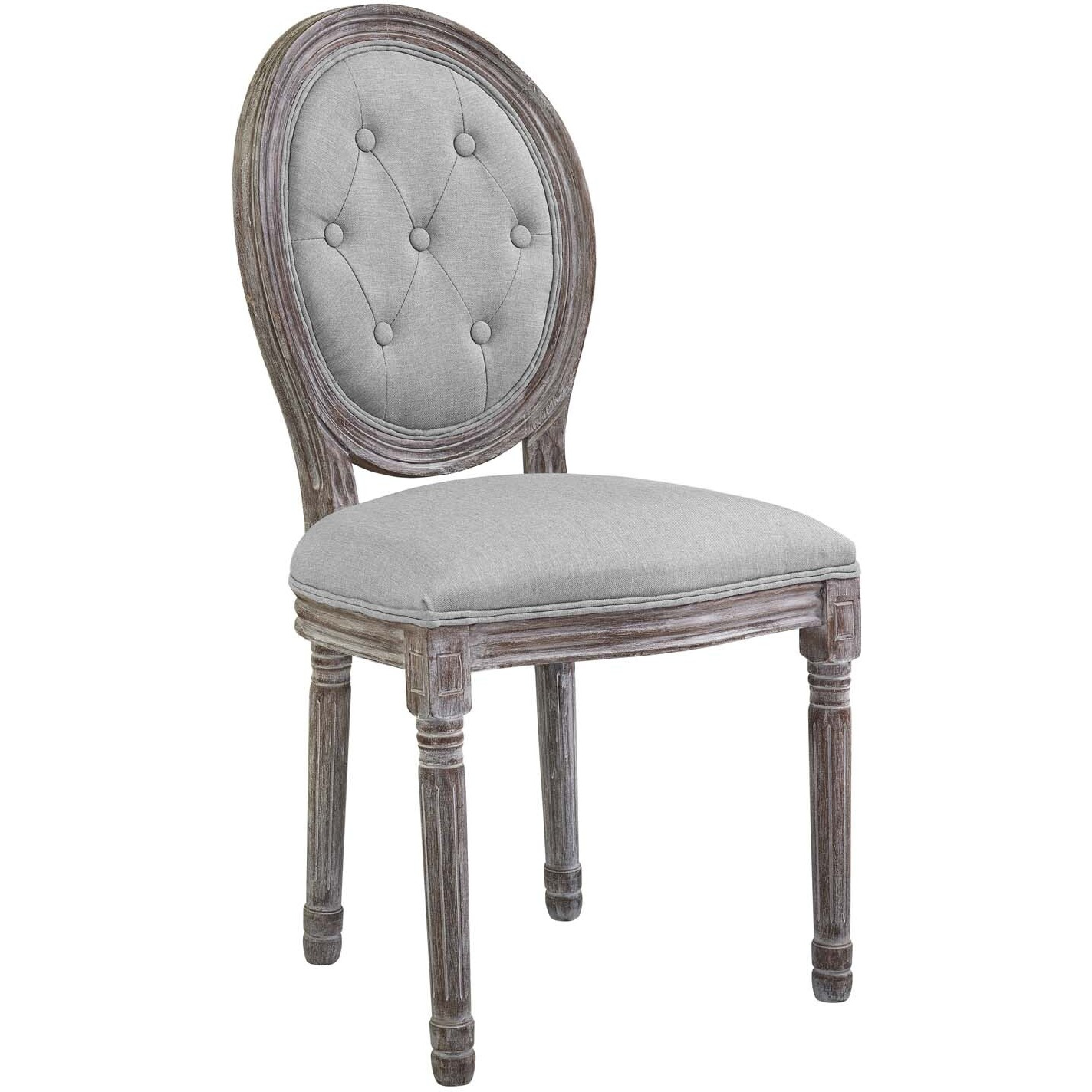 Arise Vintage French Upholstered Fabric Dining Side Chair Set of 2 - Light Gray