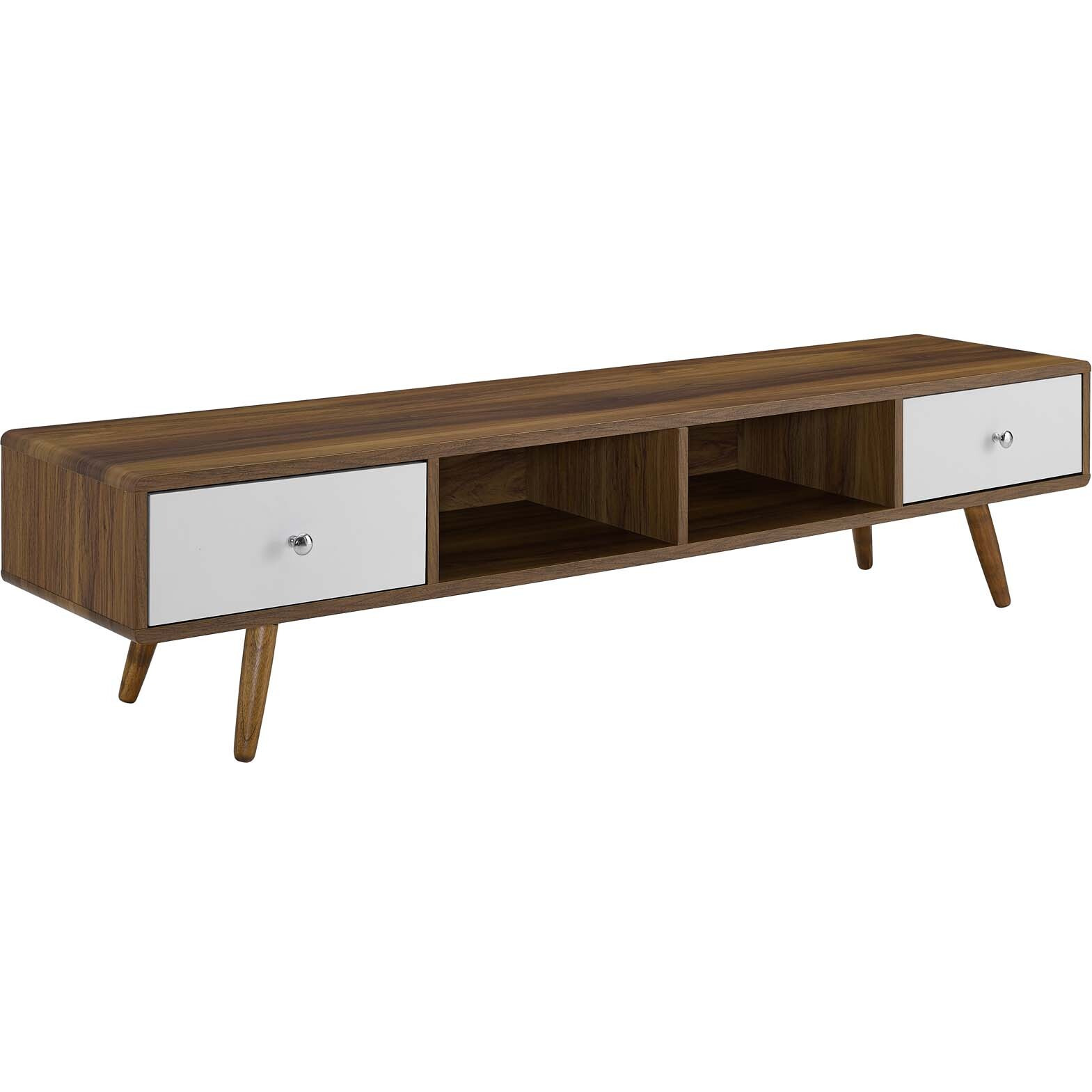 Transmit 70" Media Console Wood TV Stand - Walnut White