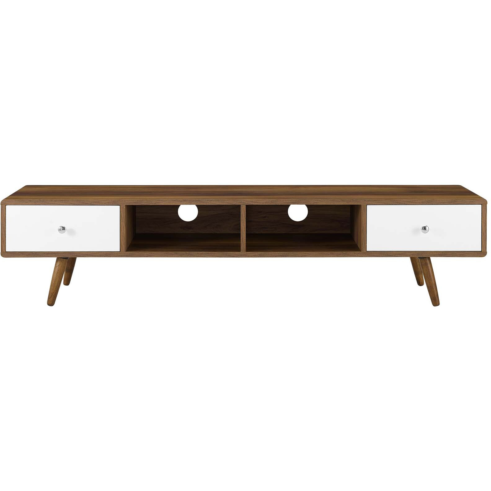 Transmit 70" Media Console Wood TV Stand - Walnut White