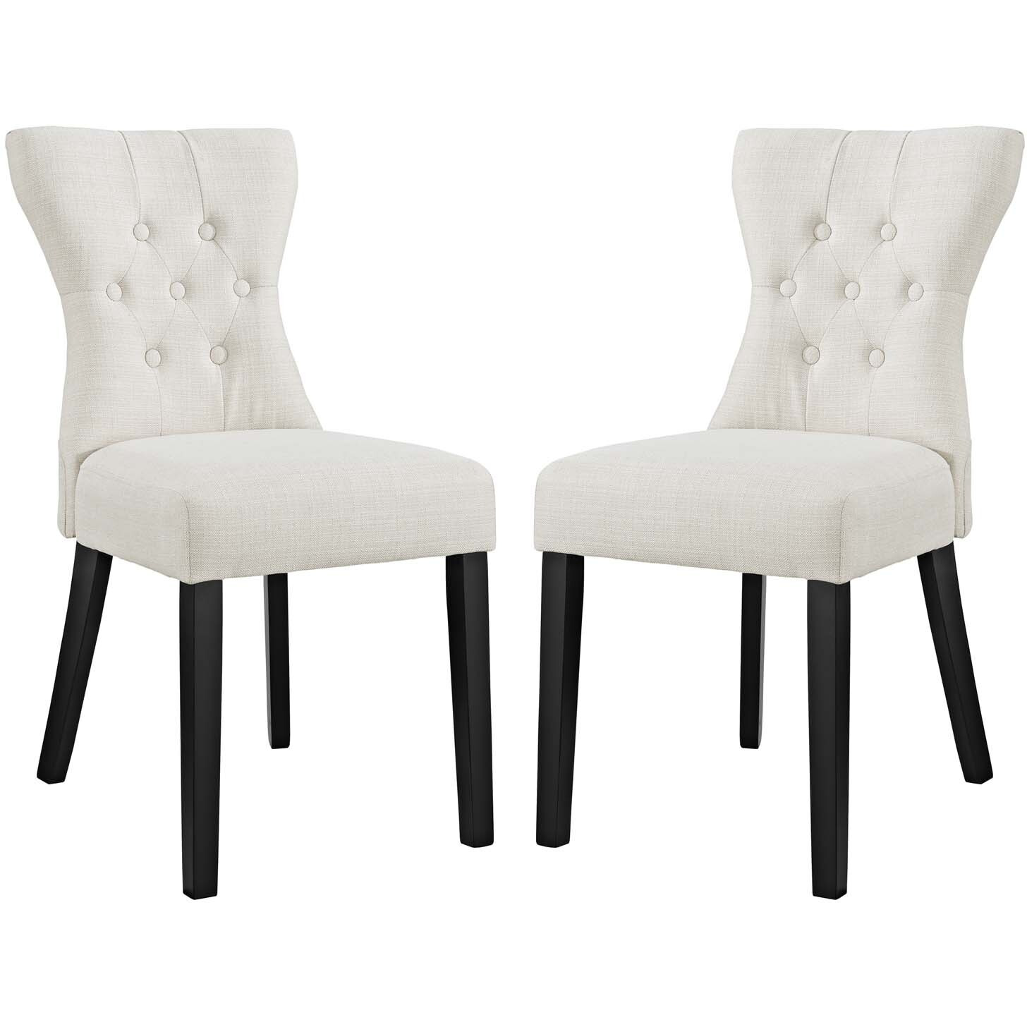 Silhouette Dining Side Chairs Upholstered Fabric Set of 2 - Beige