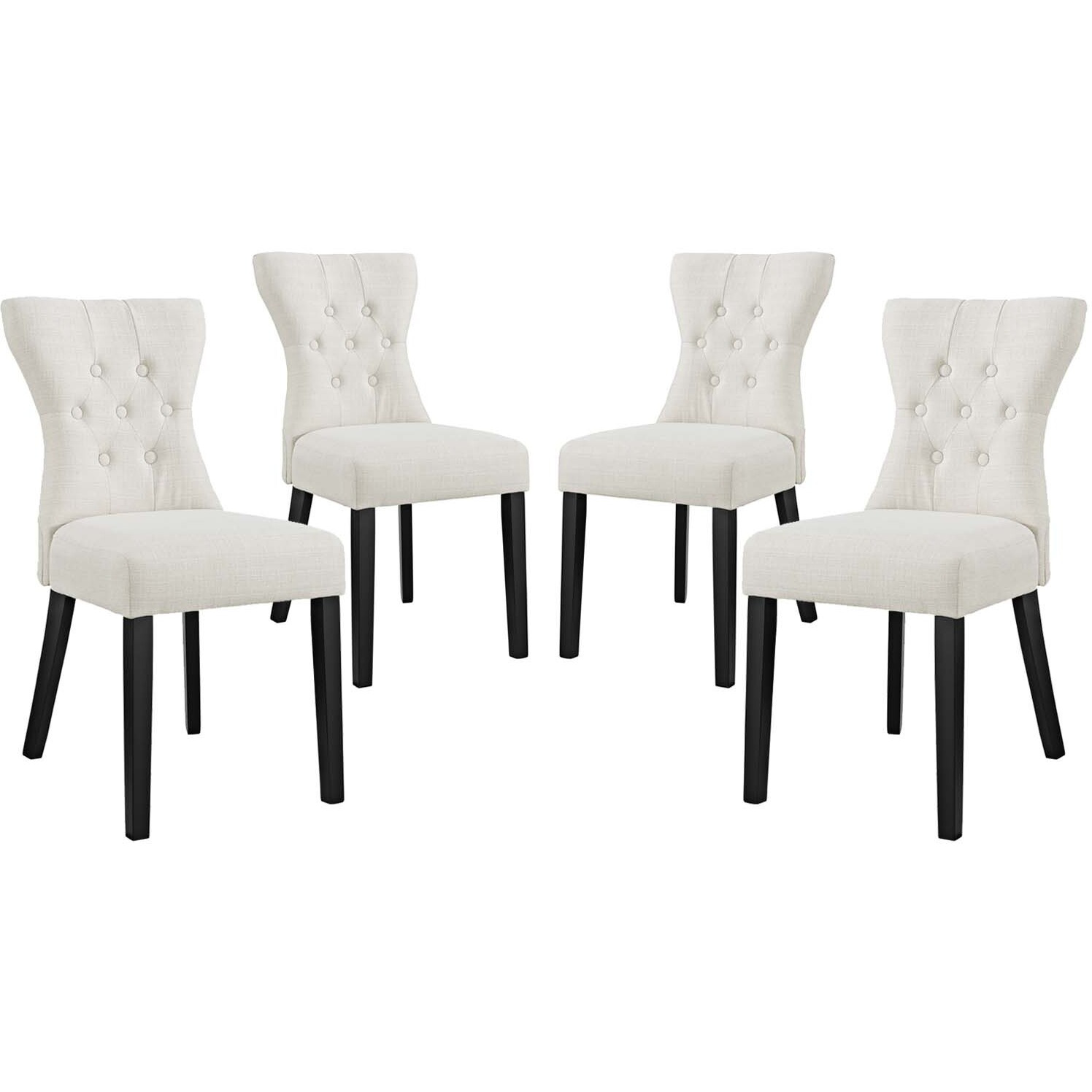 Silhouette Dining Side Chairs Upholstered Fabric Set of 4 - Beige