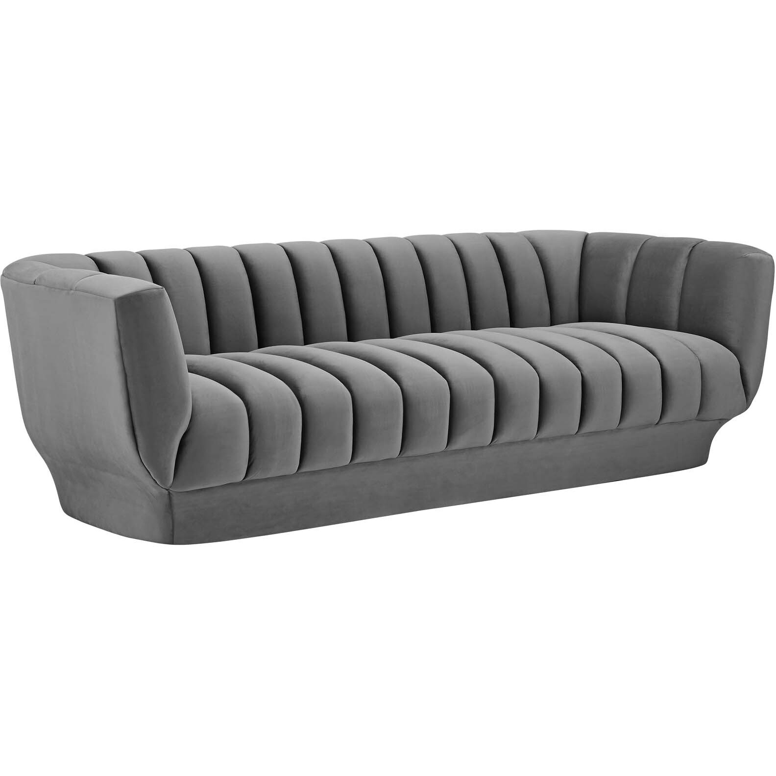 Entertain Vertical Channel Tufted Performance Velvet Sofa - Gray