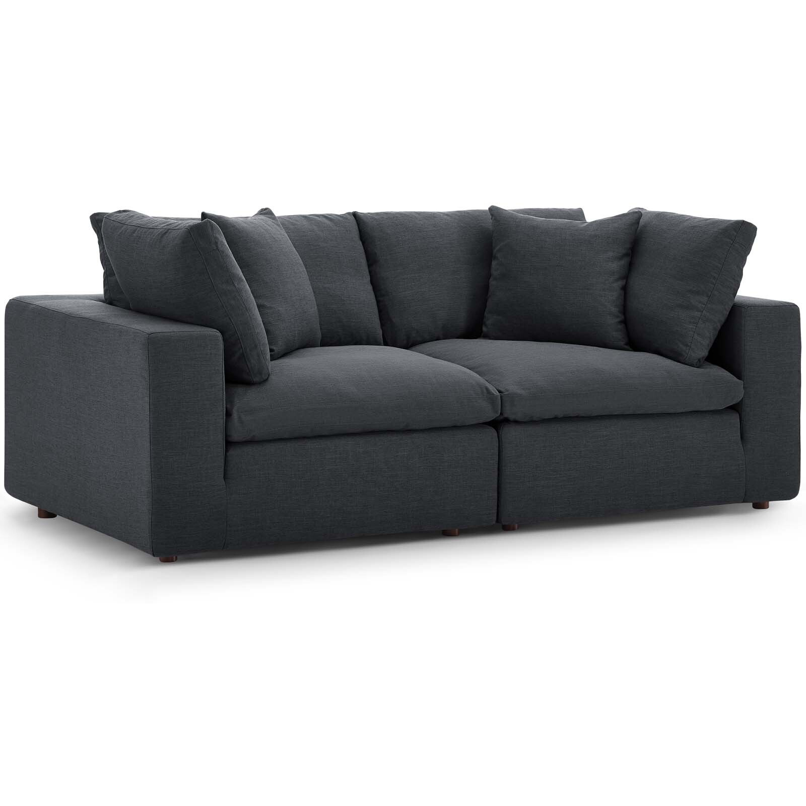 Commix Down Filled Overstuffed 2 Piece Sectional Sofa Set - Gray
